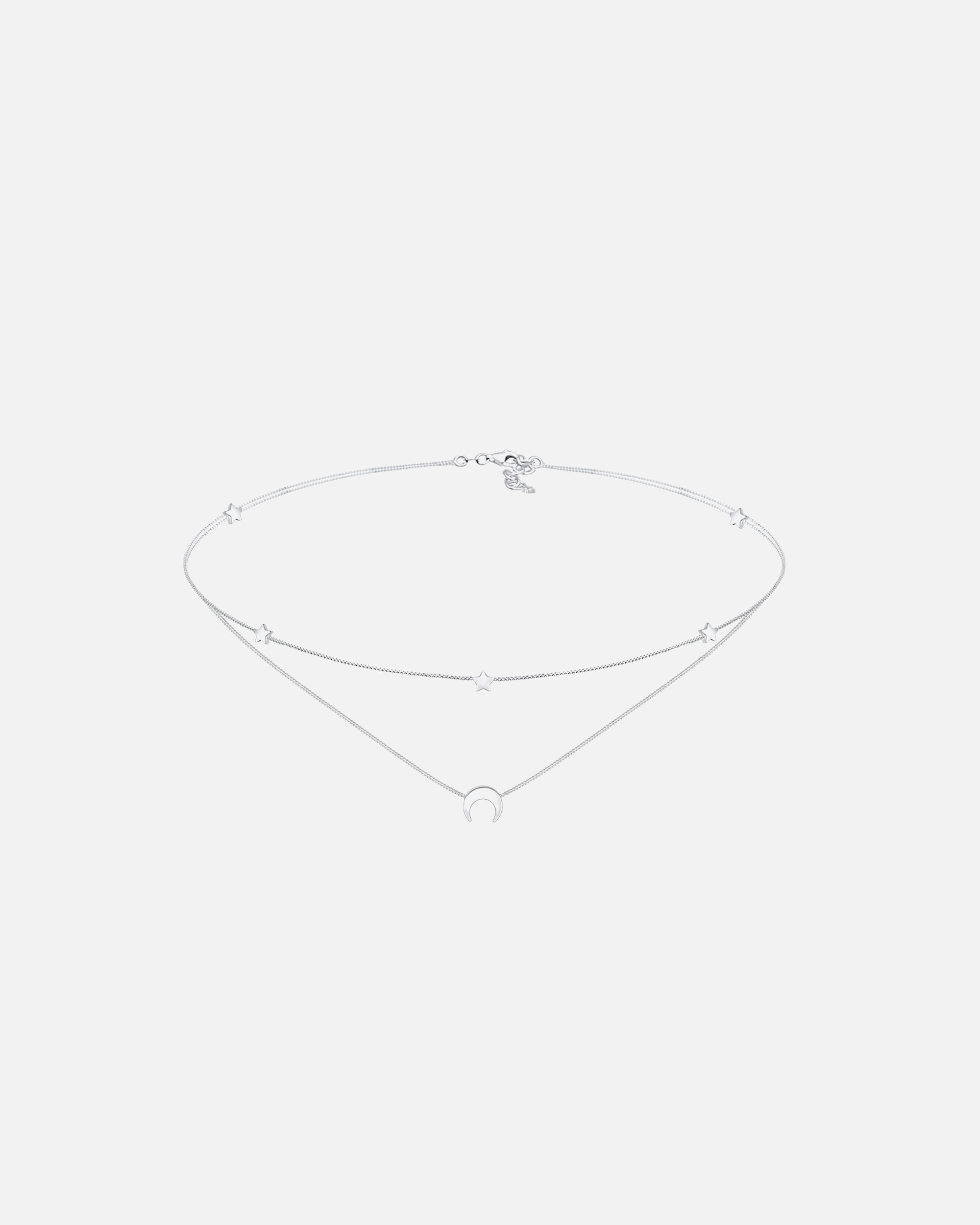 Halskette für Weiblich Elli Layer Choker Astro Halbmond Sterne 925 Silber silberfarben