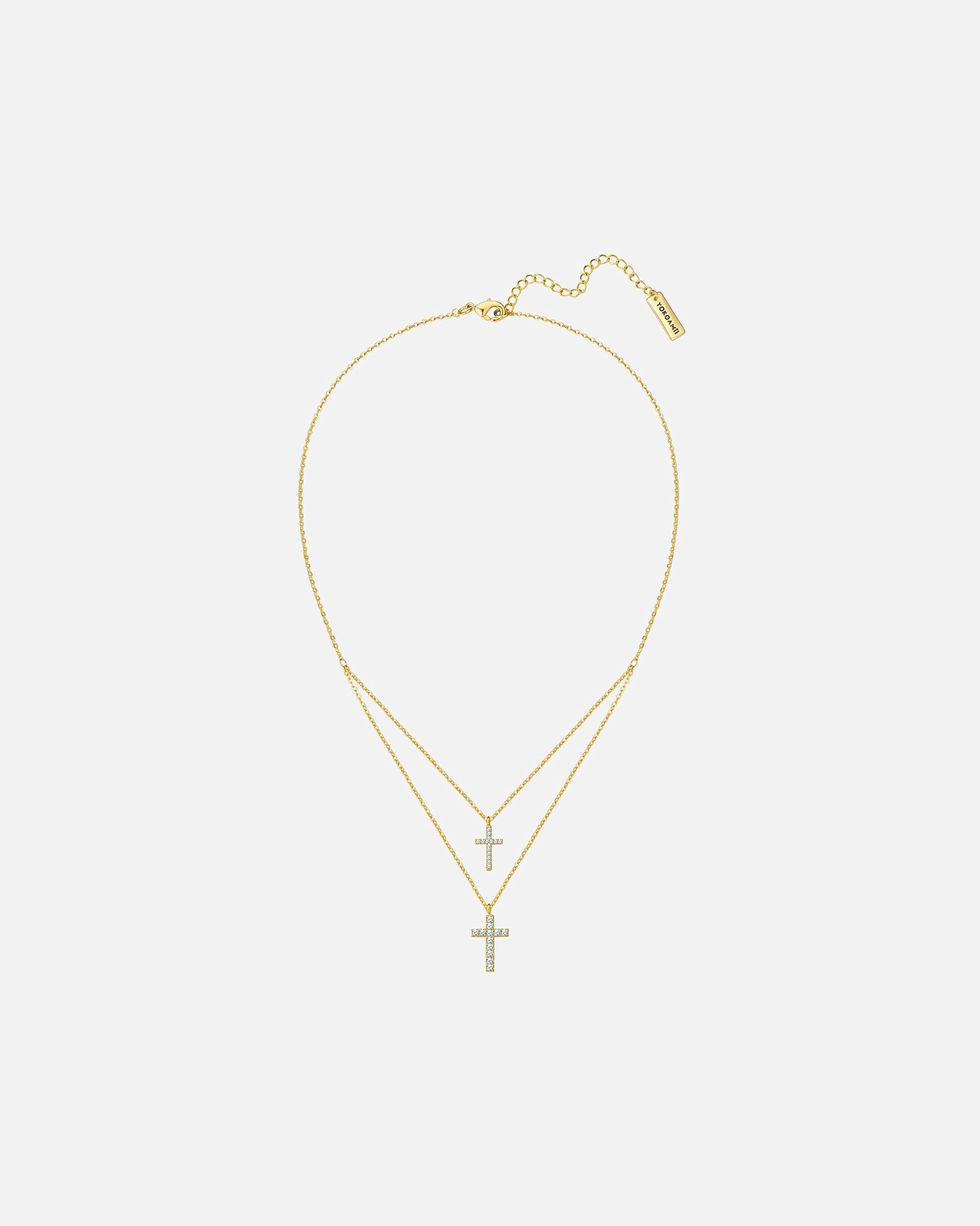 Collier for FemmeYokoamiiCollier Croix en laiton en or jaune avec Zirconium38,0/42,0 cm Basiskette + 5,0 cm Verläng