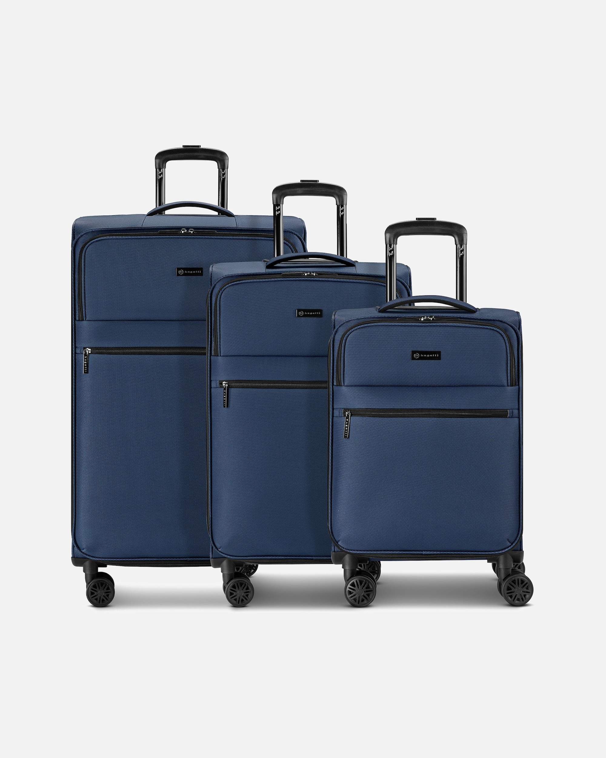 Valise for HommeBugattiValencia Soft 4 roulettes Set de valises 3 pièces avec soufflet d'extensionnavy