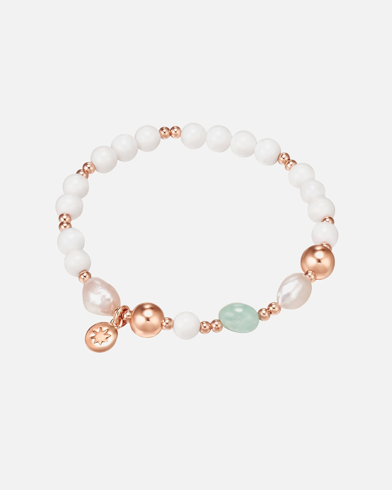 Bracelet for FemmeBracelet Alliage de fer Aigue-marine Perle de culture eau douce/perles organi en Or rose19,0 - 22,0 cm, flexibel einstellbar