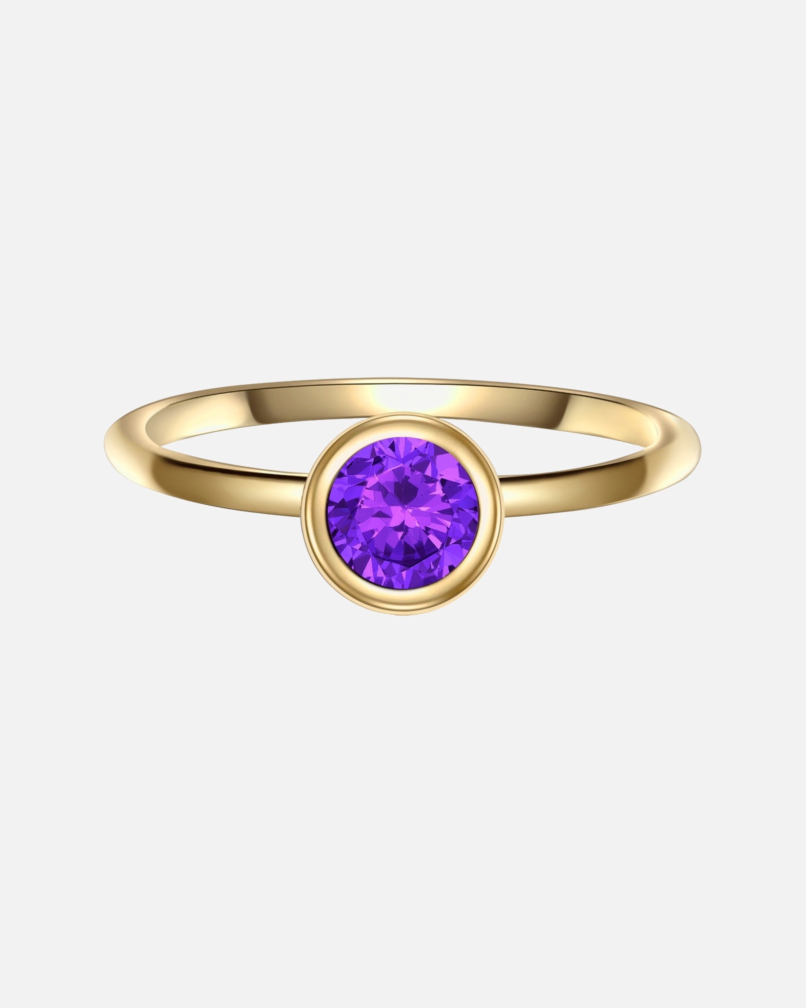 Ring für Weiblich Glanzstücke München Ring Sterling Silber Amethyst in Gelbgold 52