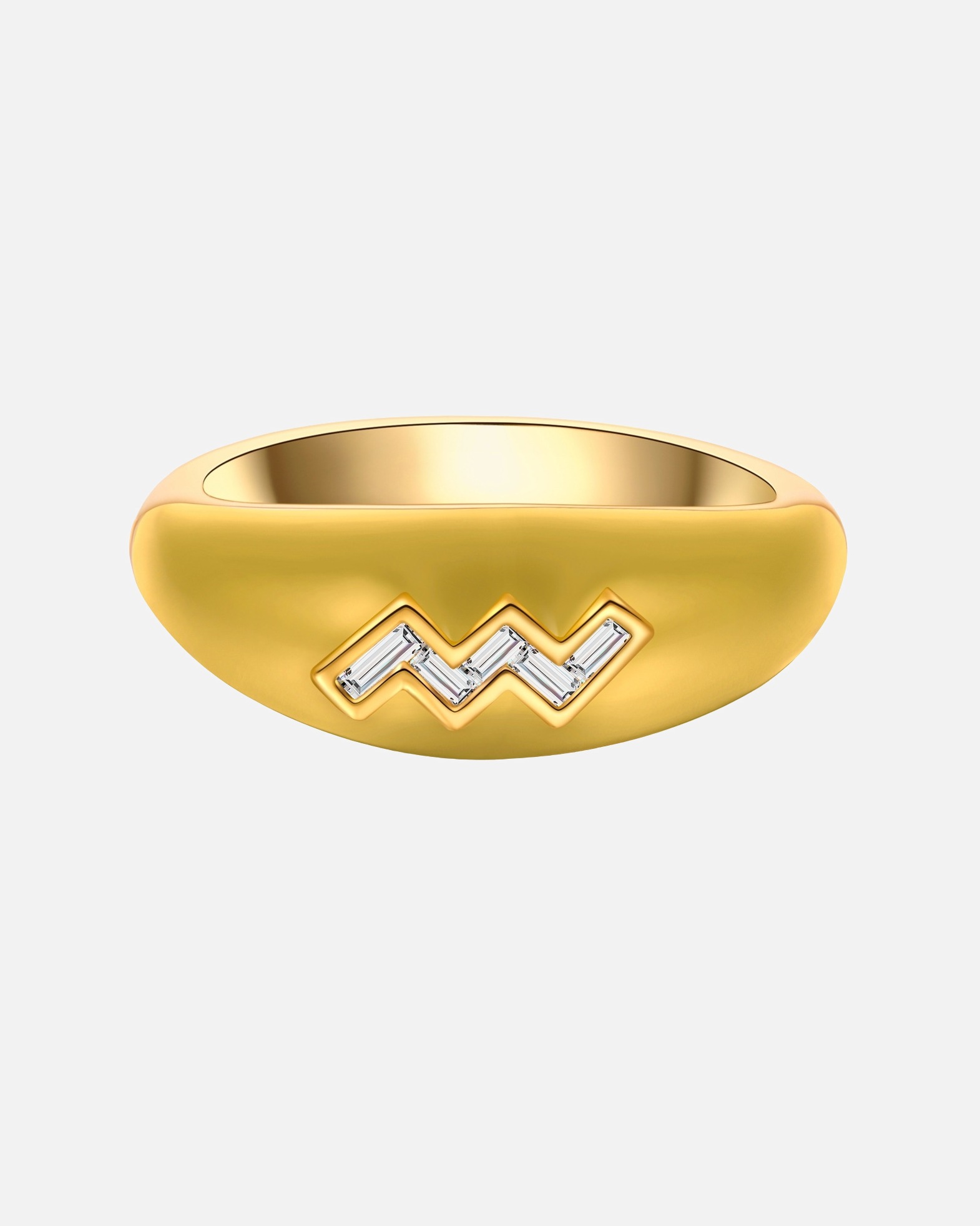 Ring für Weiblich Glanzstücke München Ring Sternzeichen Wassermann aus Sterling Silber in Gelbgold mit Zirkonia 50