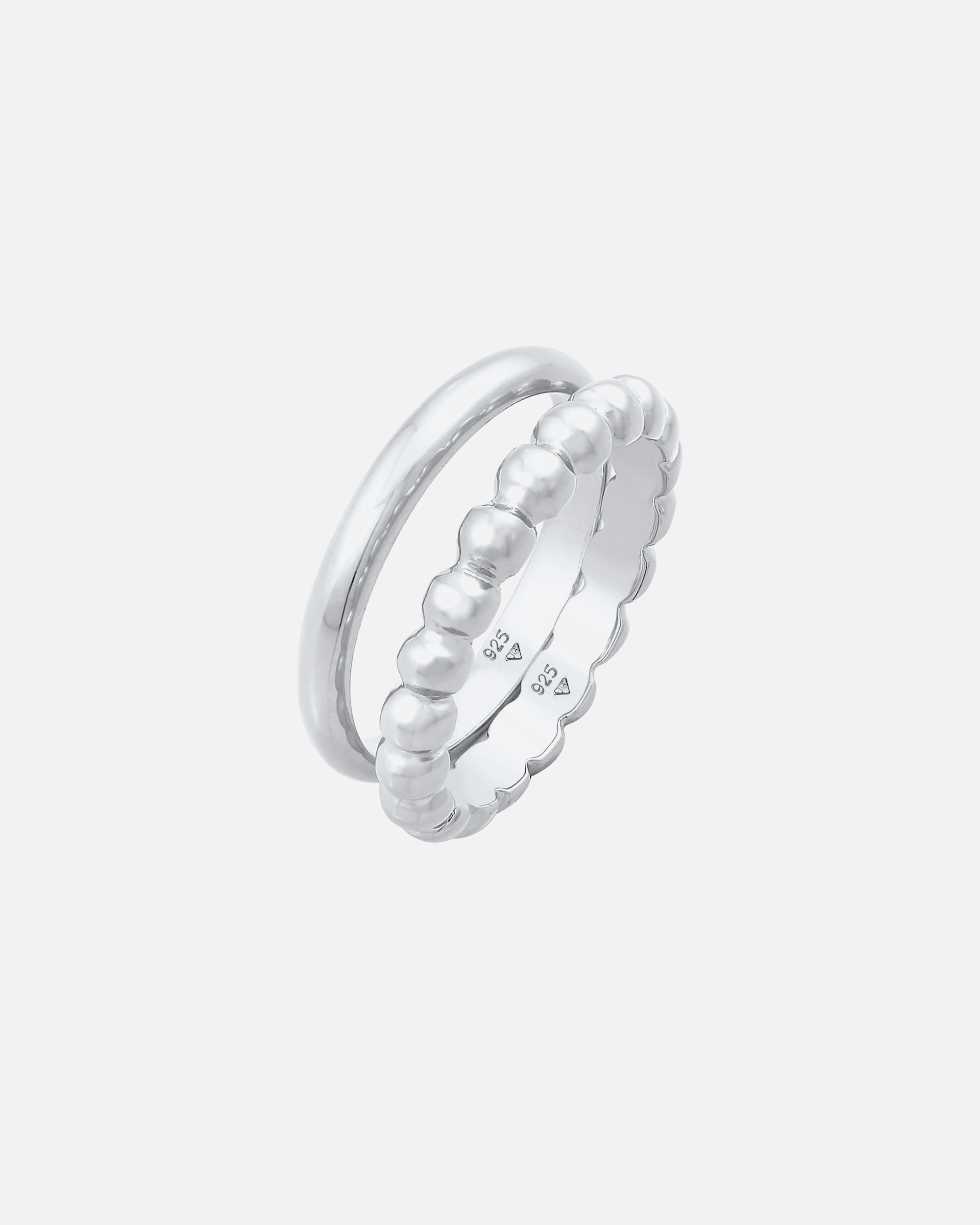 Ring für Weiblich Elli Bandring 2er Set Basic Kugel Design 925 Silber 52