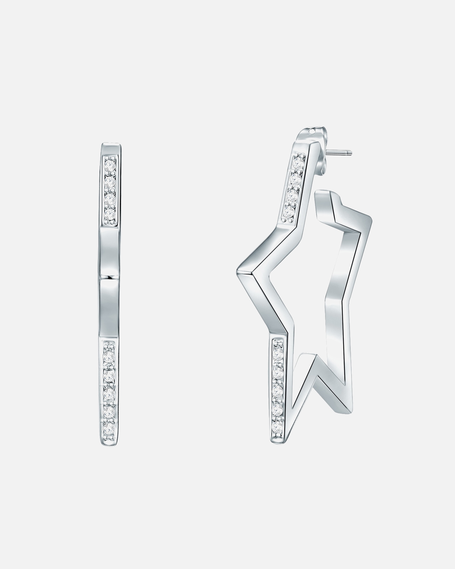 Ohrringe für Weiblich Lulu & Jane Ohrstecker Stern Metall-Legierung verziert mit Kristallen von Swarovski® in Silber 39,3 mm