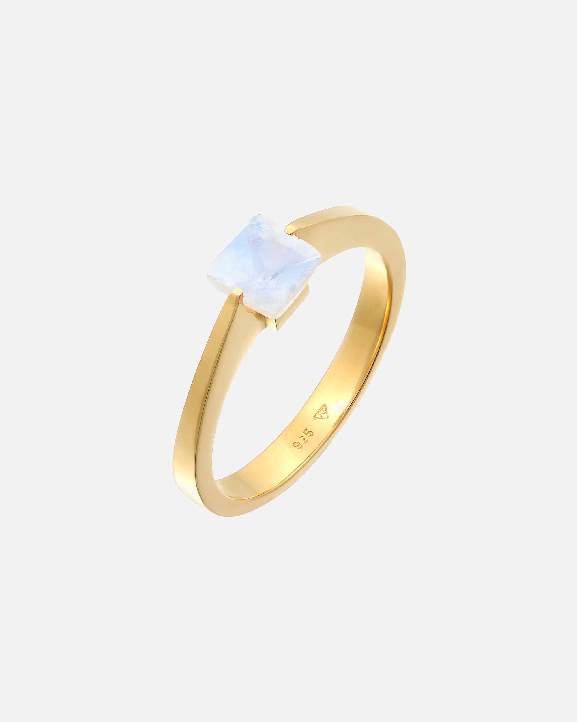 Bague for FemmeElli PREMIUMElli PREMIUM Bague Femmes bande solitaire quadrilatère avec pierre de lune en argent sterling 925 plaqué or64