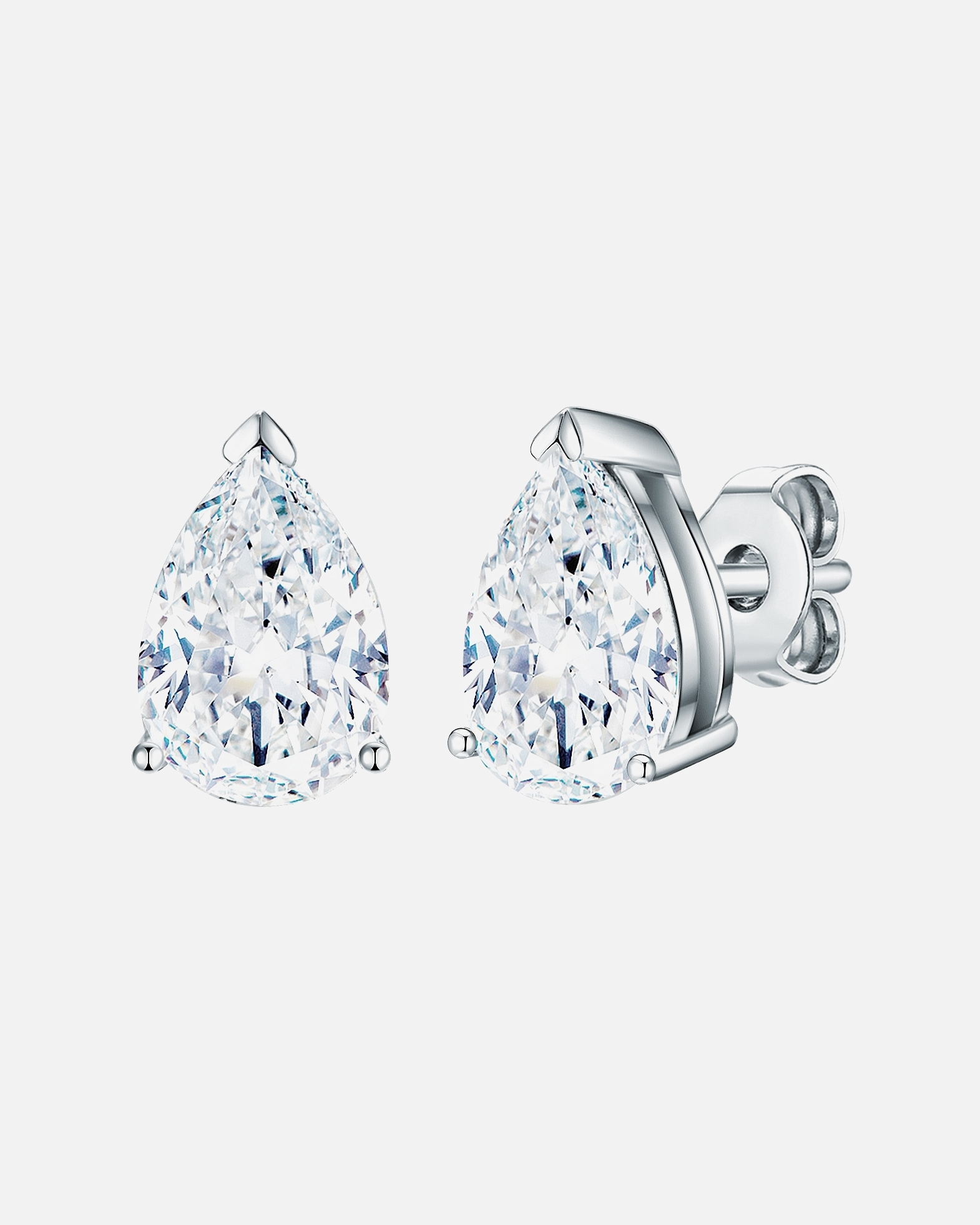 Ohrringe für Weiblich Lulu & Jane Ohrstecker Tropfen Messing verziert mit Kristallen von Swarovski® in Silber 11,0 mm