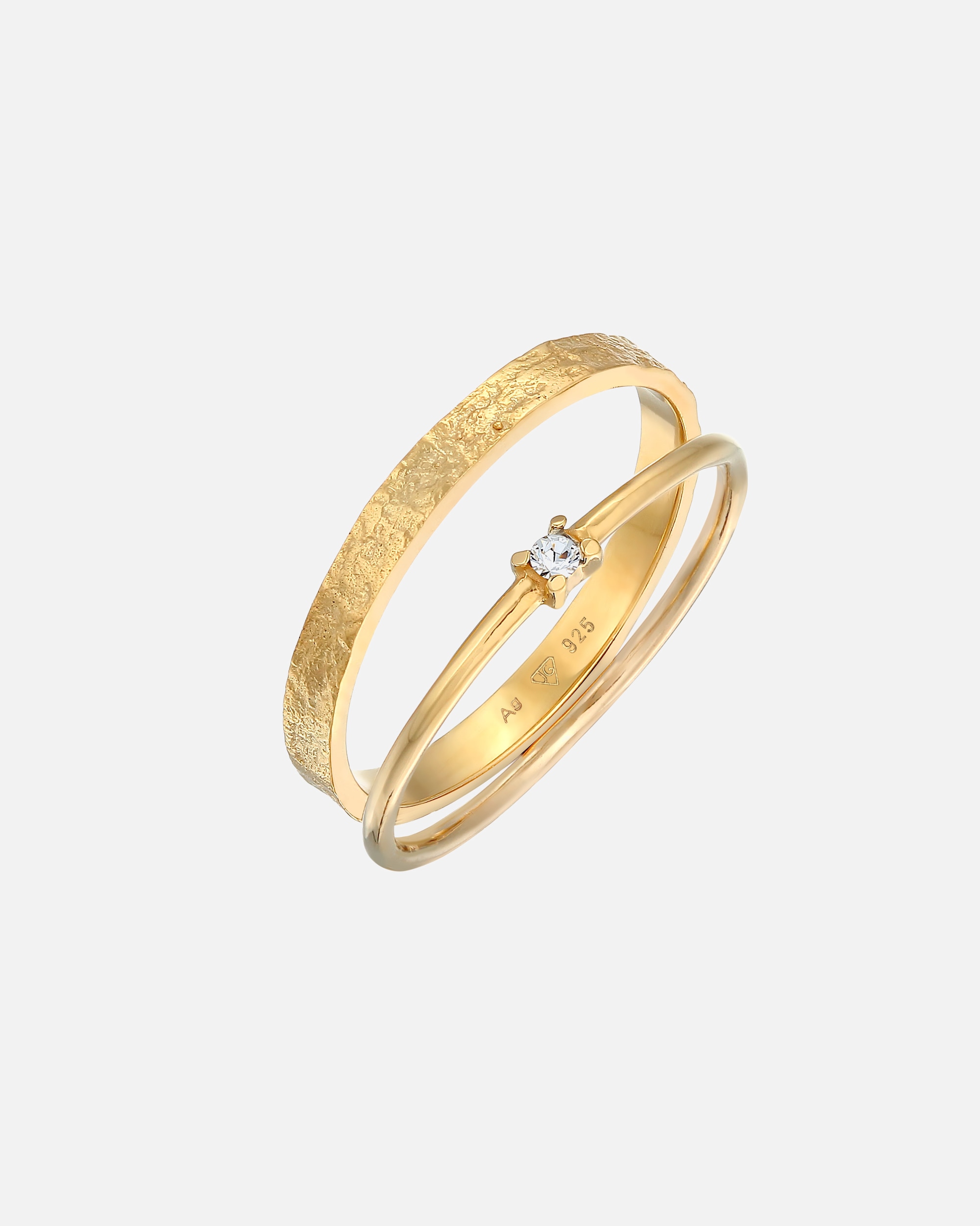Bague for FemmeElliFemmes Pile Solitaire set de 2 avec cristal de verre en argent sterling 92552