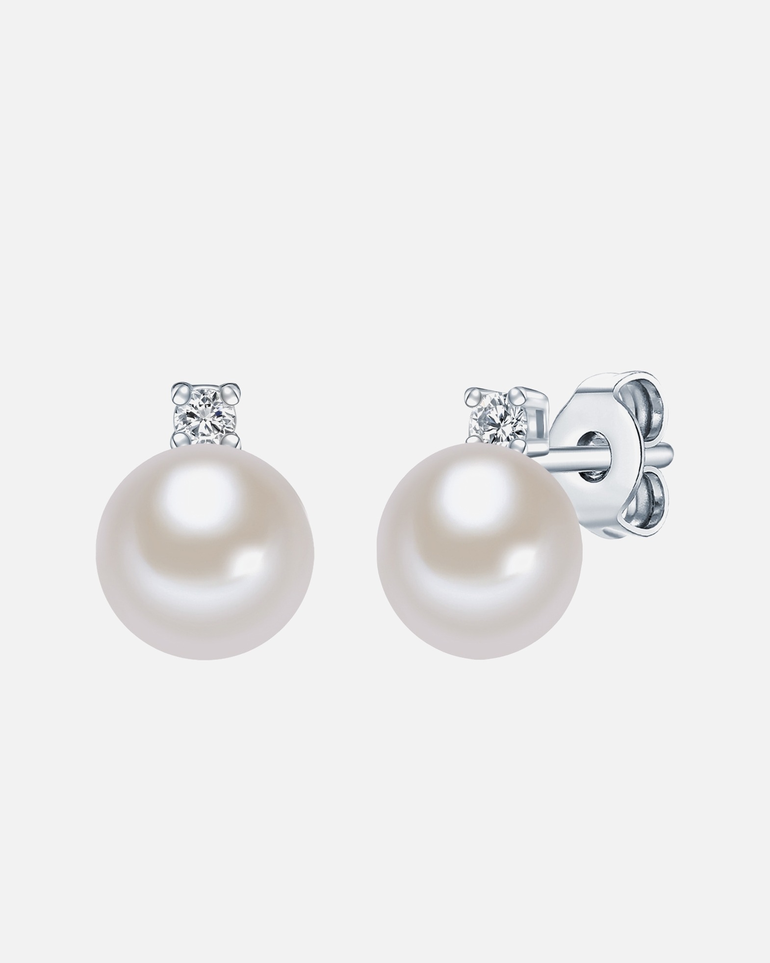 Boucle d'oreilles for FemmePuce d'oreille en perle Perle de culture d'eau douce Oxyde de zirconium (CZ) Perle de culture d'eau douce en Blanc8,0 mm