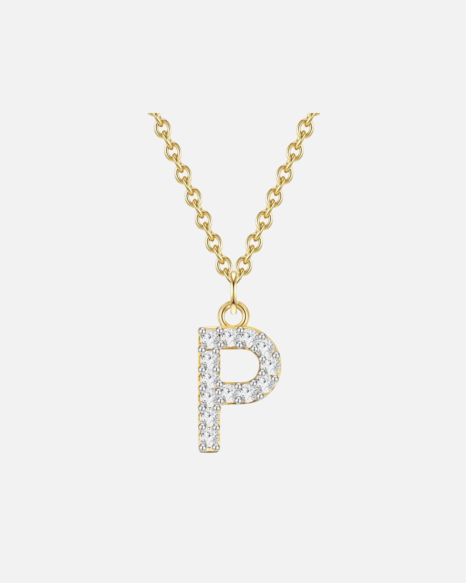 Collier for FemmeGlanzstücke MünchenCollier en argent Lettre E Argent sterling Oxyde de zirconium (CZ) en Or jaune40,0 cm Basiskette + 5,0 cm Verlängerung