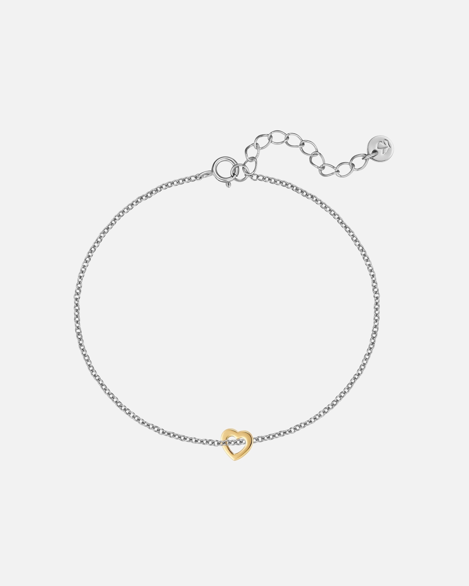 Bracelet for FemmeBracelet Cœur en Argent Sterling en argent/or jaune17,0 cm Basislänge + 3,0 cm Verlängerung