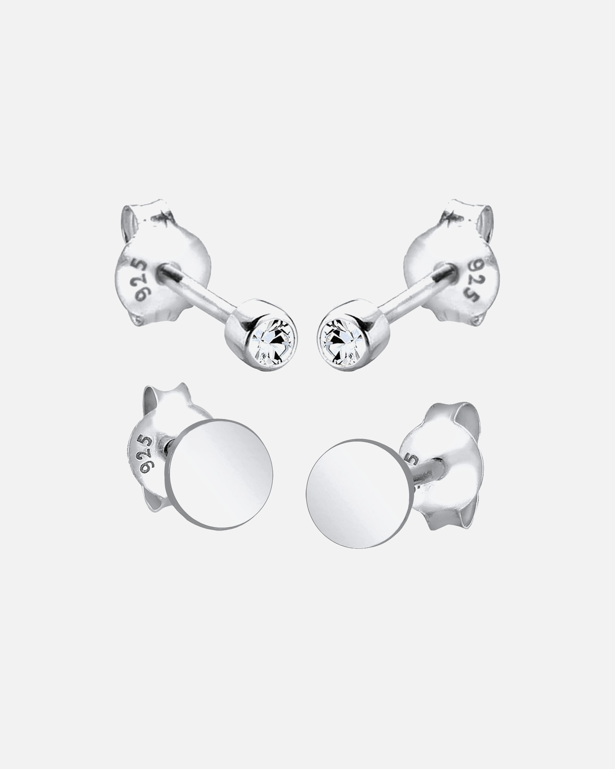 Ohrringe für Weiblich Elli Plättchen Ohrstecker Set 925 Silber, mit Kristallen von Swarovski® silberfarben