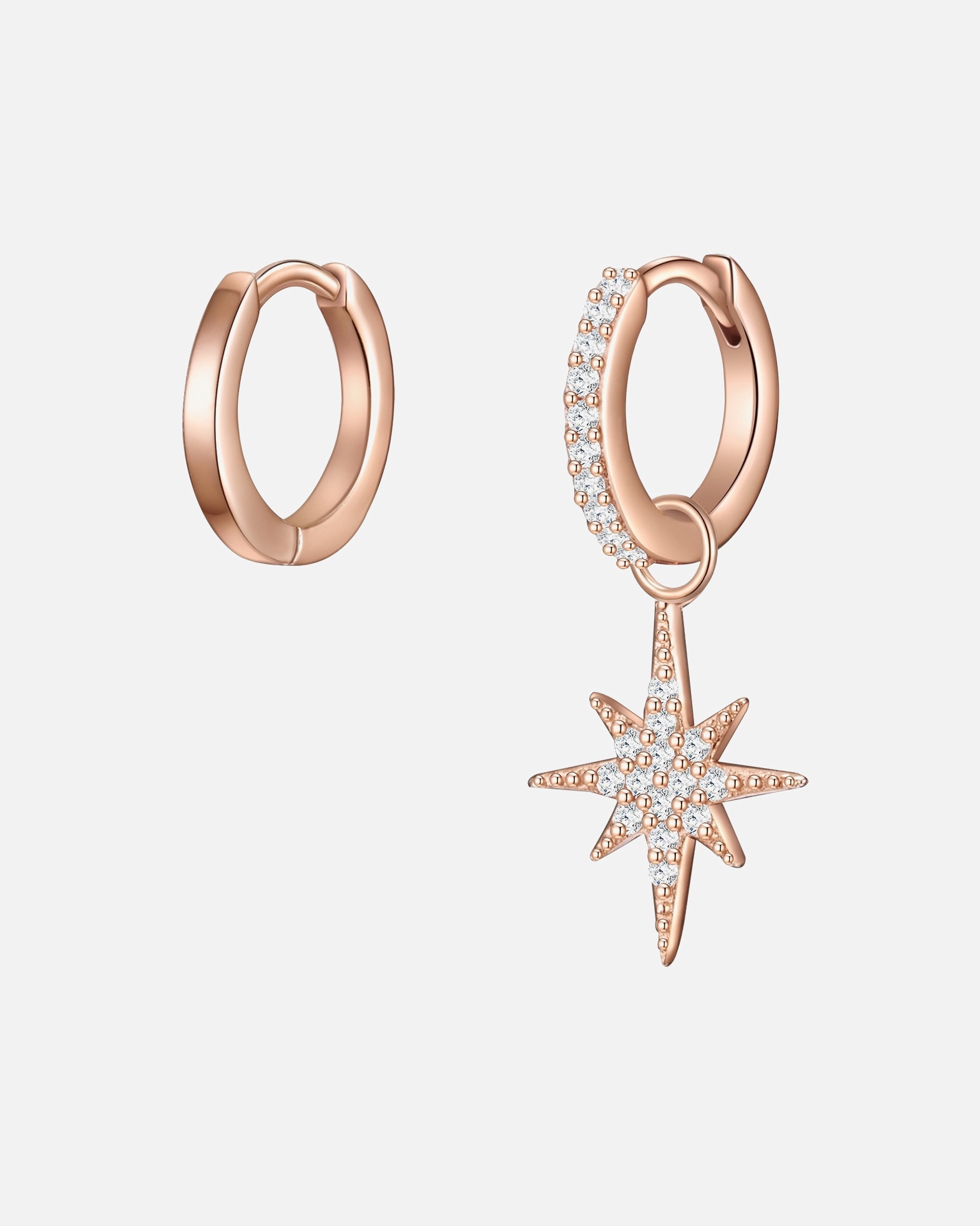 Créoles for FemmeCréoles en argent Étoilé Argent sterling Oxyde de zirconium (CZ) en Or rose21,5 mm