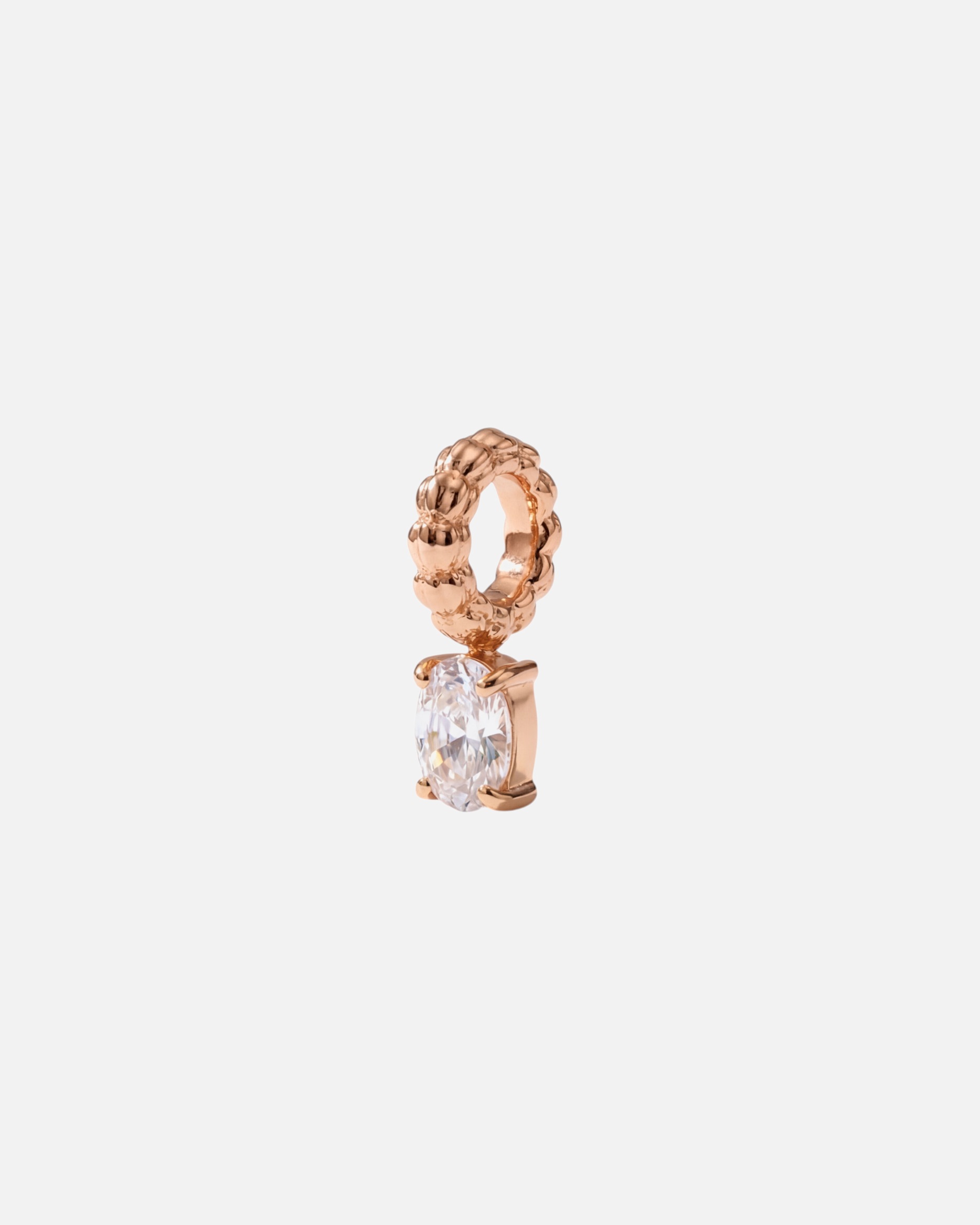 Pendentif for UnisexePureleiPierre de naissance LEI, cristal de roche d'avril Breloque 100% acier inoxydableOr Rose