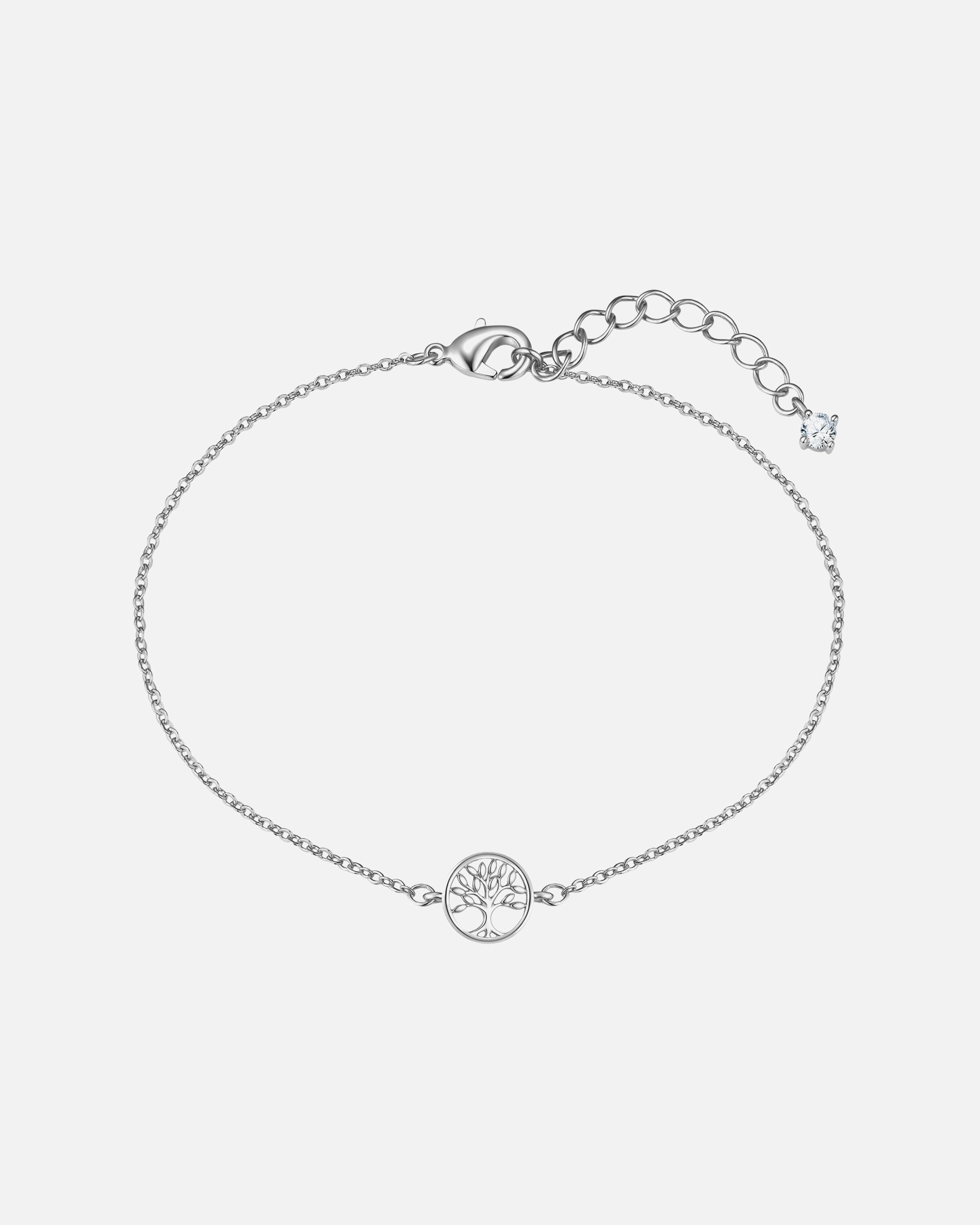 Bracelet for FemmeBracelet Arbre de Vie en laiton en argent avec zirconium17,0 cm Basislänge + 3,0 cm Verlängerung