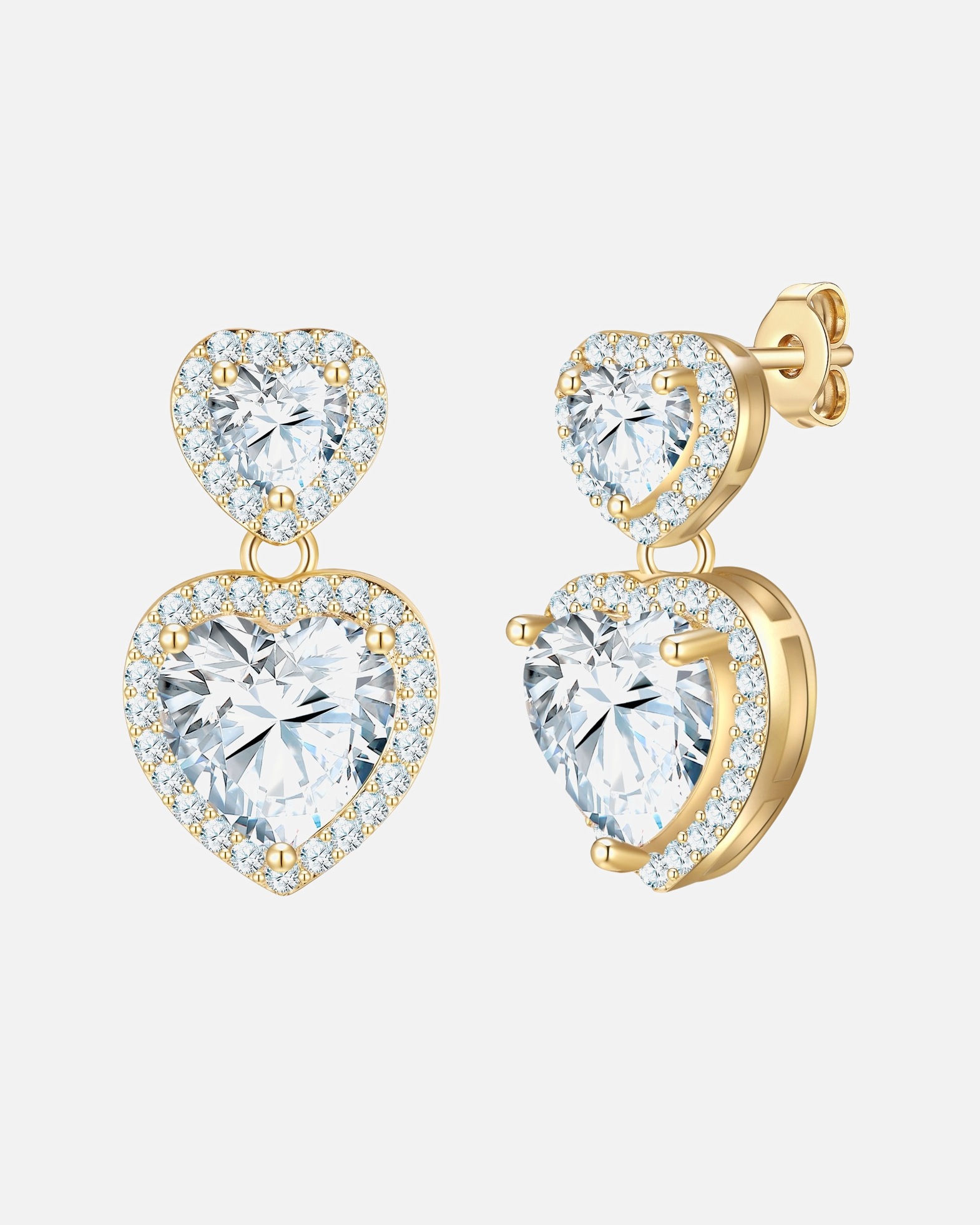 Boucle d'oreilles for FemmeBoucles d'oreilles pendantes cœur en laiton doré avec zirconium17,2 mm