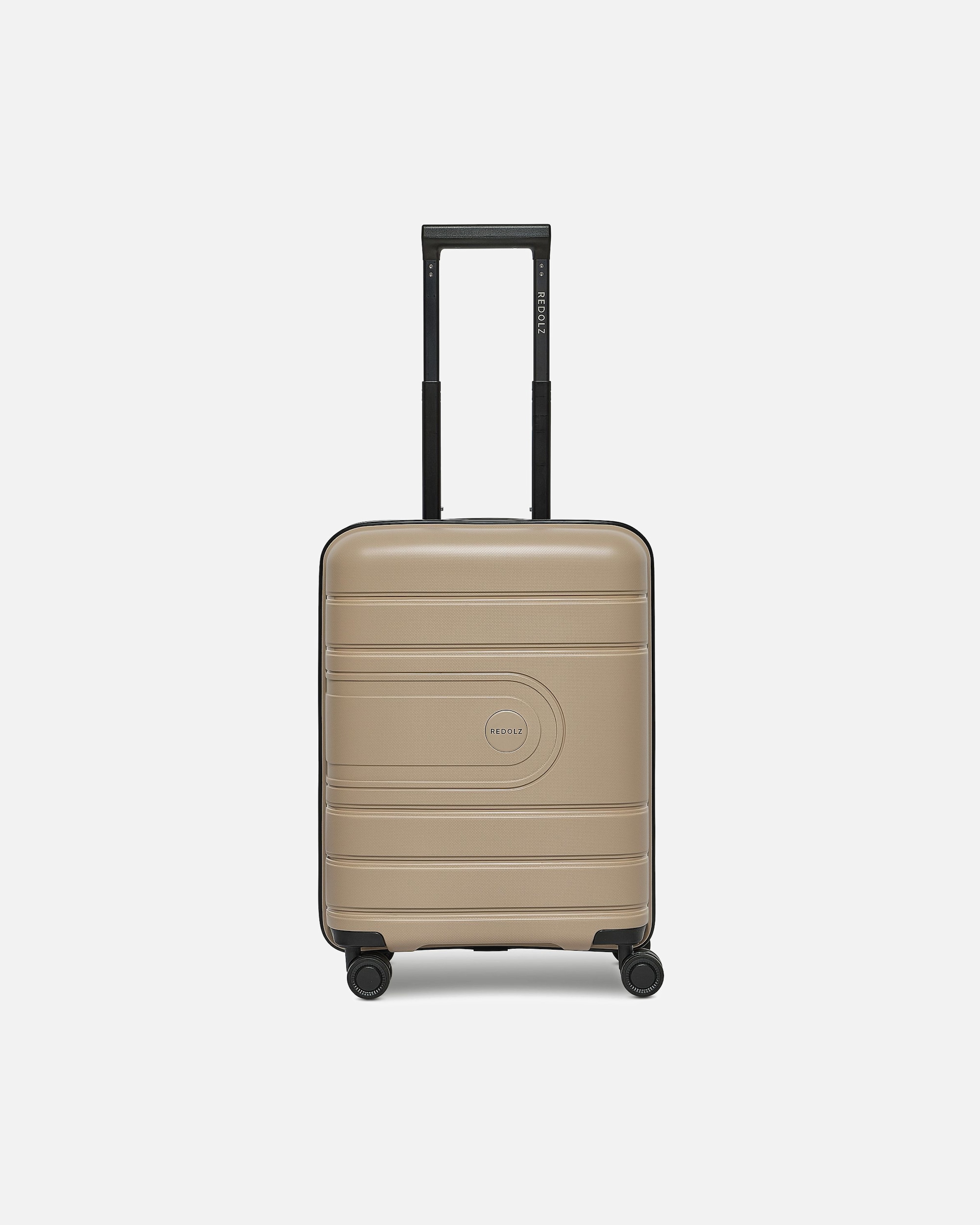 Handgepäckkoffer für Männlich Redolz Essentials 11 4 Rollen Kabinentrolley 55 cm mit Dehnfalte beige