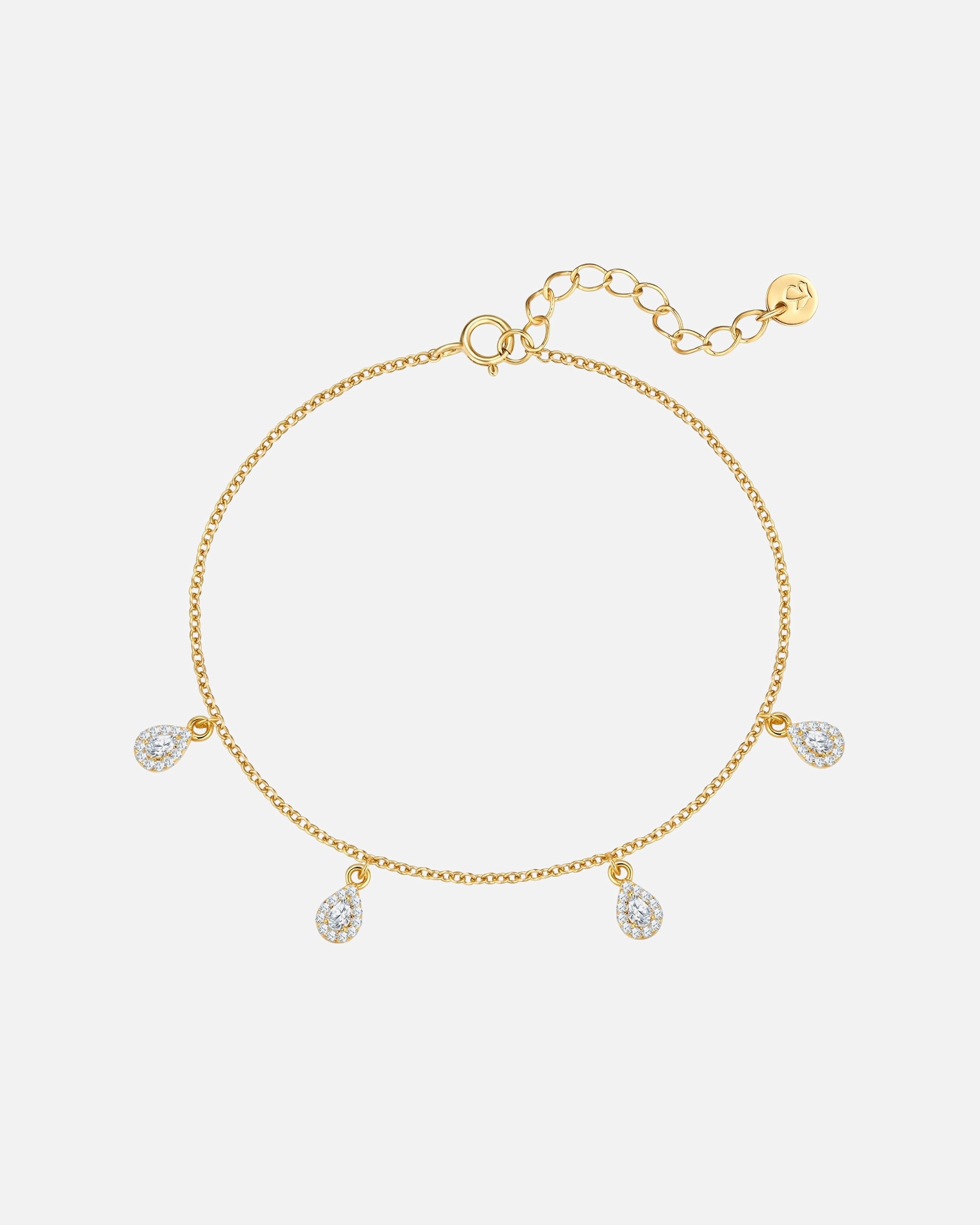 Bracelet for FemmeGlanzstücke MünchenArmband Sterling Silber gelbgold Zirkonia weiß17,0 cm Basislänge + 3,0 cm Verlängerung