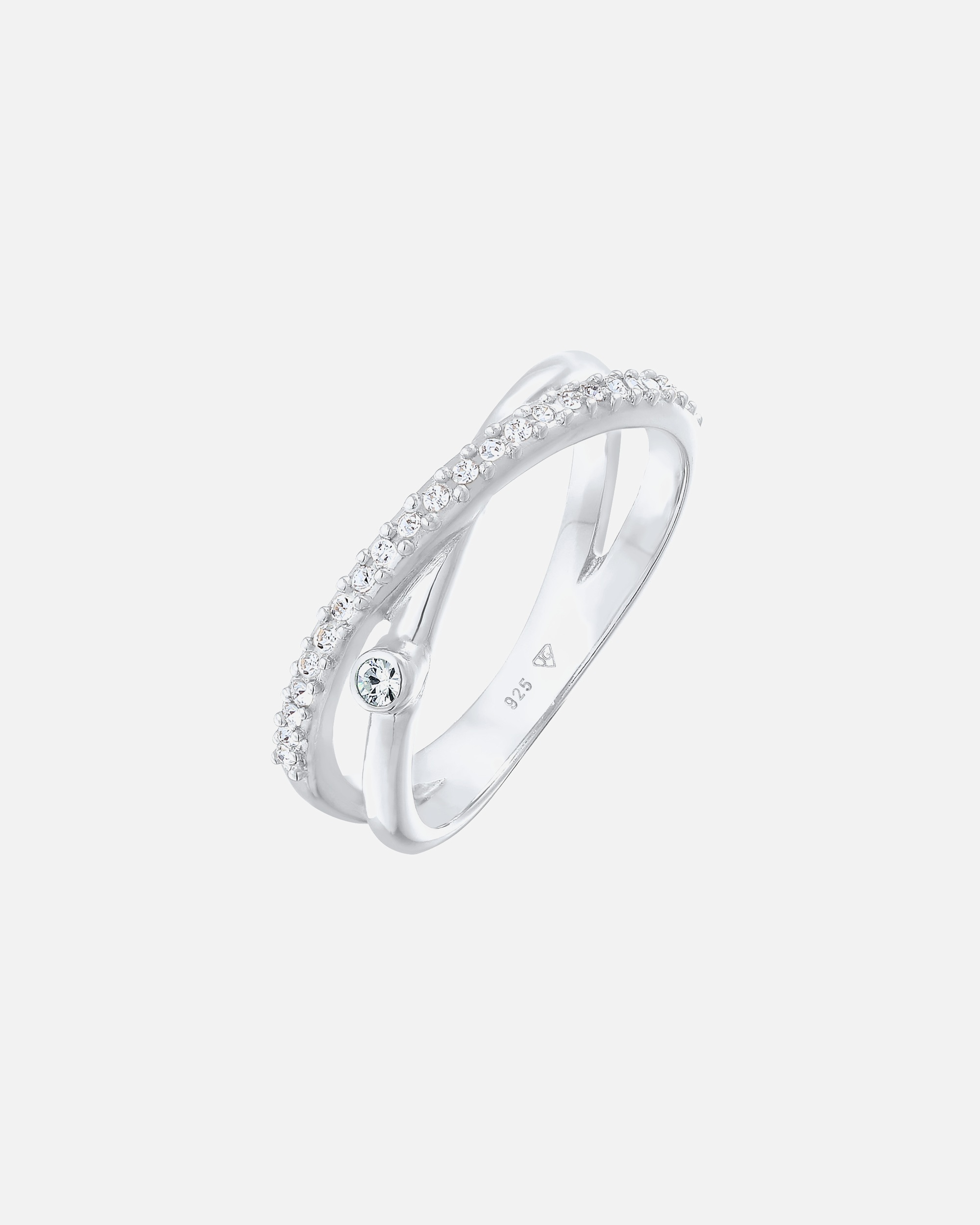 Ring für Weiblich Elli Wickelring X Glamour 925 Silber, mit Kristallen von Swarovski® 54