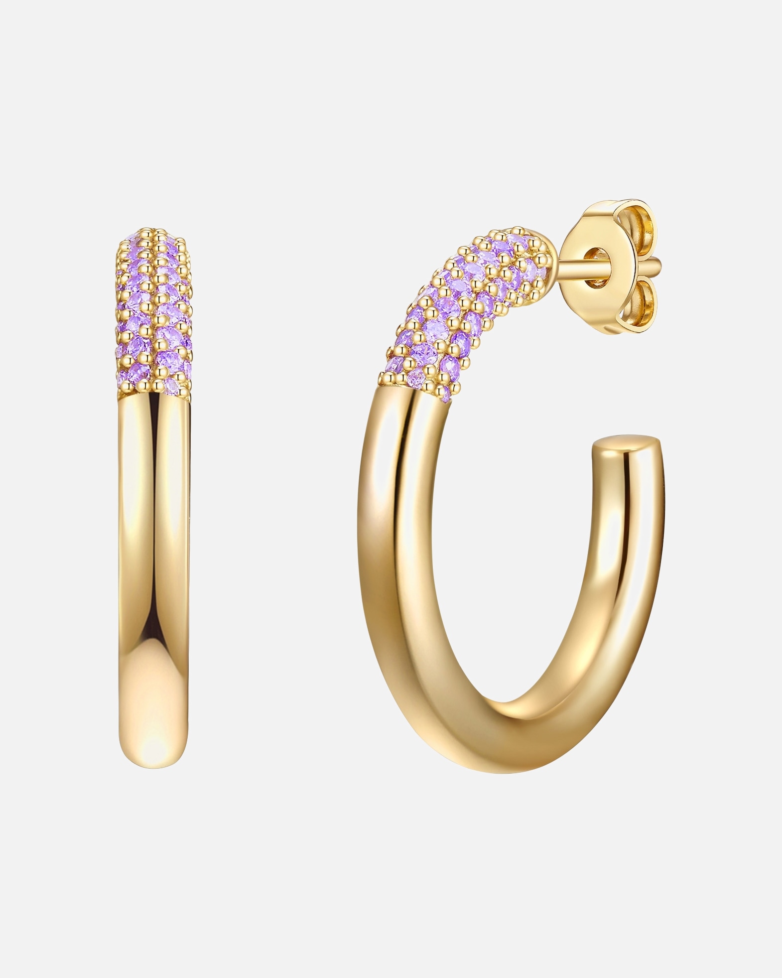 Boucle d'oreilles for FemmeGlanzstücke MünchenCréoles en argent Argent sterling Oxyde de zirconium (CZ) en Or jaune23,7 mm