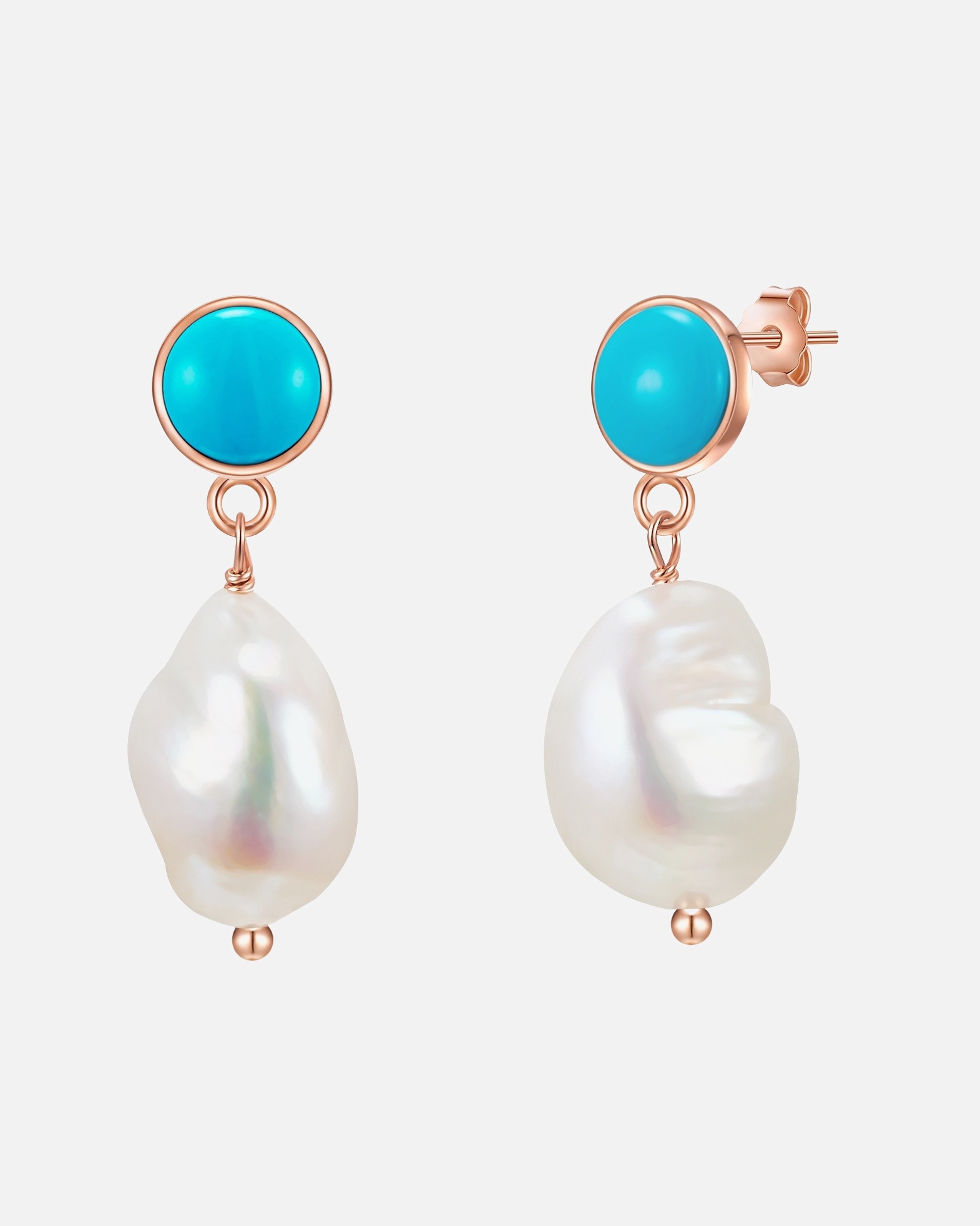 Boucle d'oreilles for FemmeBoucles d'oreille en argent Perle de culture d'eau douce Turquoise reconstituée Perle de culture d'eau douce en Blanc28,7 mm