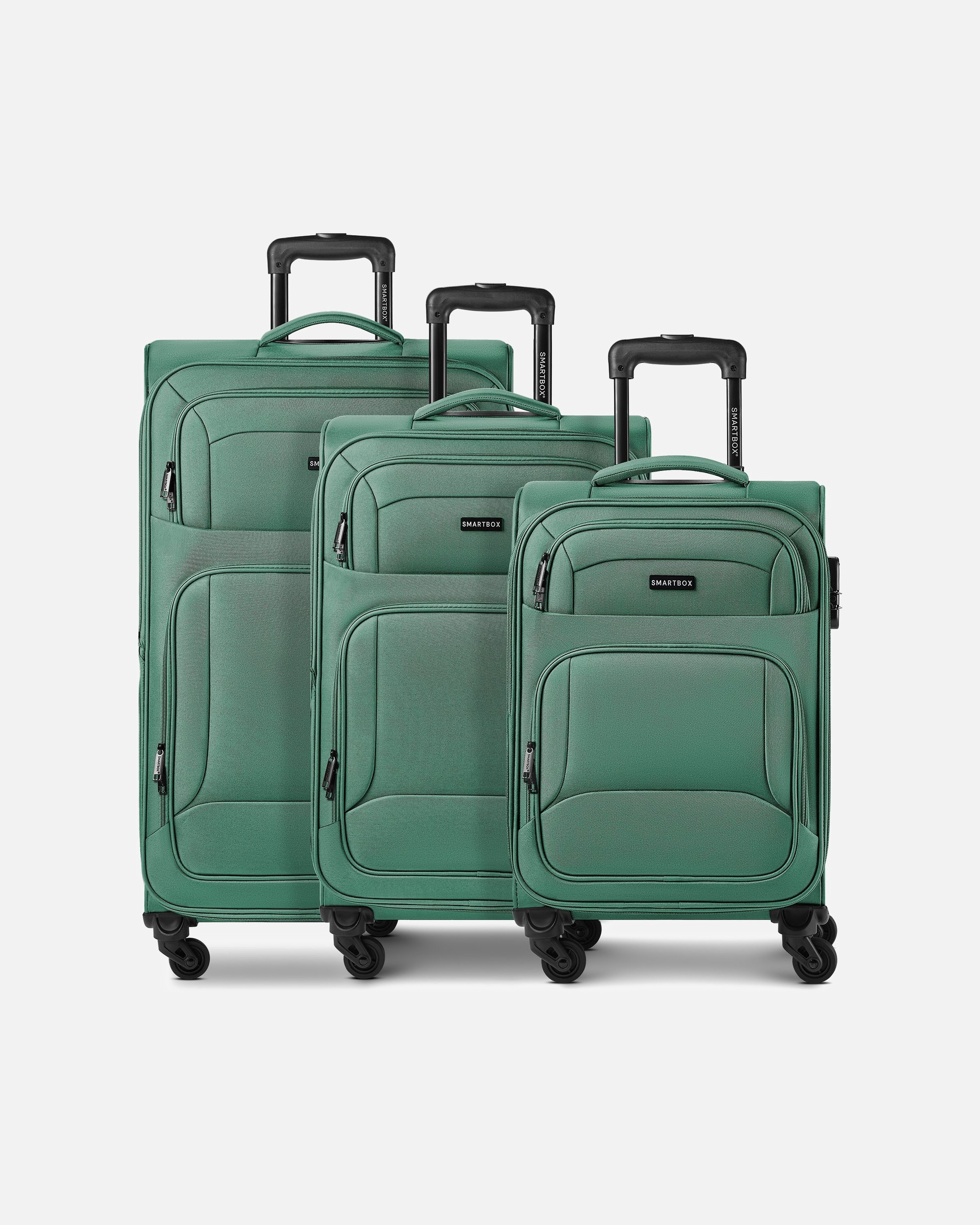 Koffer für Männlich Smartbox Default Brand Line Edition 04 4 Rollen Kofferset 3-teilig mit Dehnfalte eukalyptus