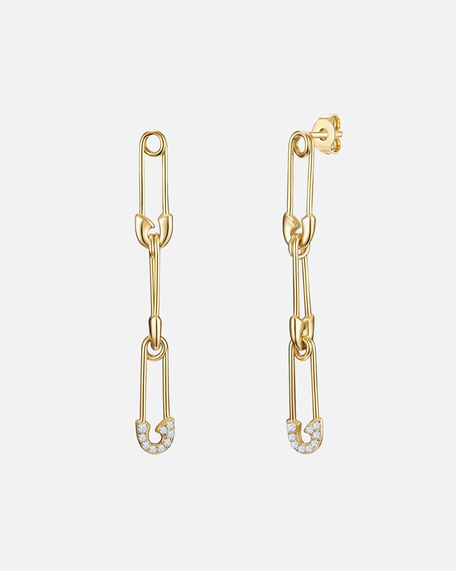 Boucle d'oreilles for FemmeBoucles d'oreille en argent Épingle de sûreté Argent sterling Oxyde de zirconium (CZ) en Or jaune51,3 mm