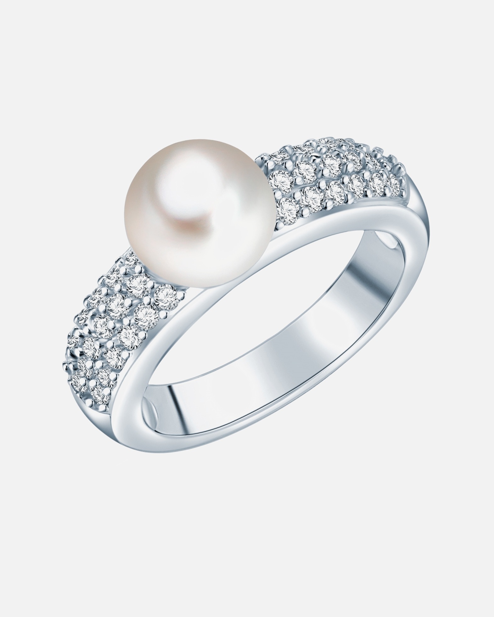 Bague for FemmeValero PearlsBague Argent sterling Oxyde de zirconium (CZ) Perle de culture d'eau douce en Argent56