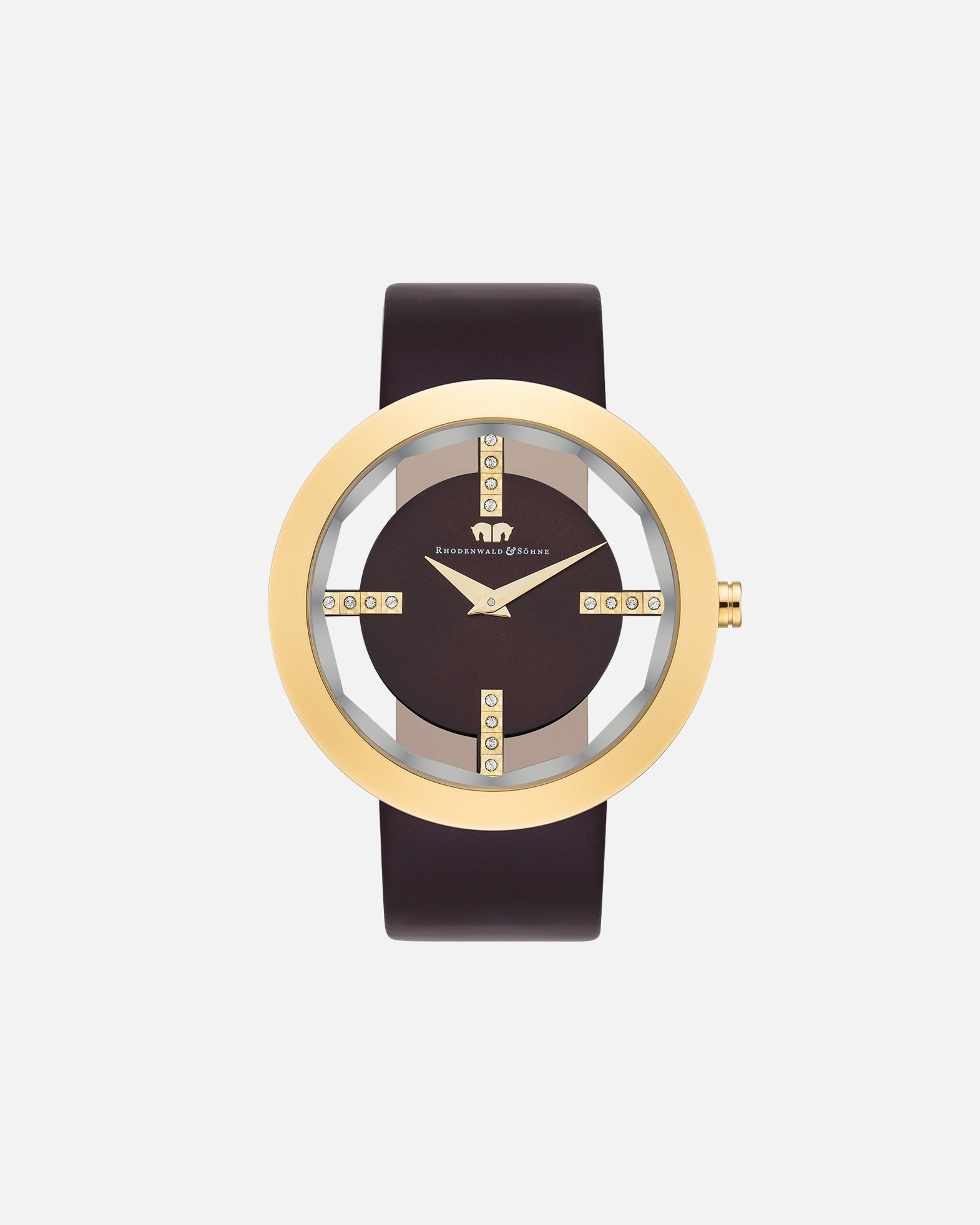 Uhr für Weiblich Armband-Uhr Lucrezia aus Echtleder in Dunkelbraun 42,0 mm