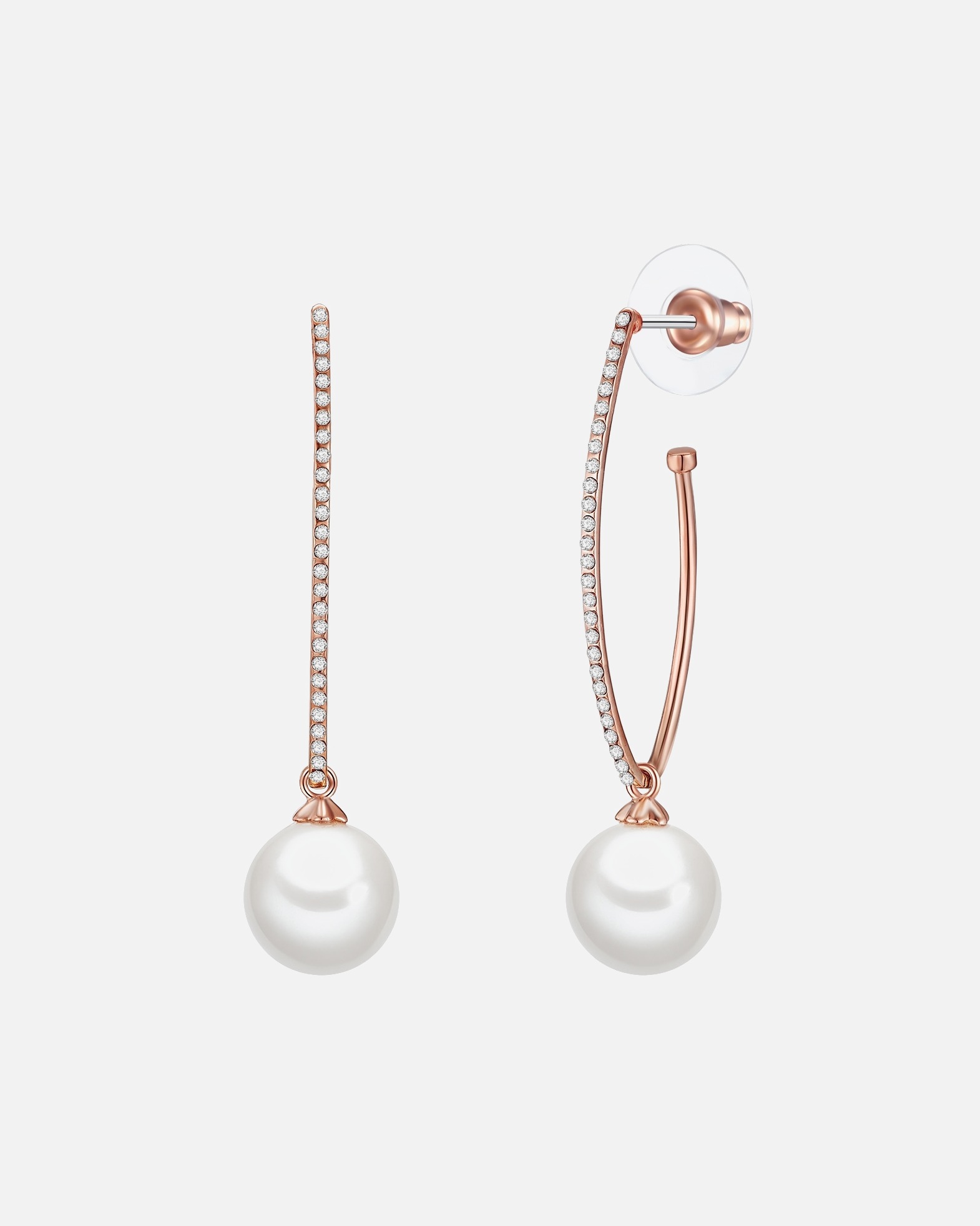 Boucle d'oreilles for FemmePuce d'oreille en perle Laiton Crystal Perles organiques en Or rose52,2 mm