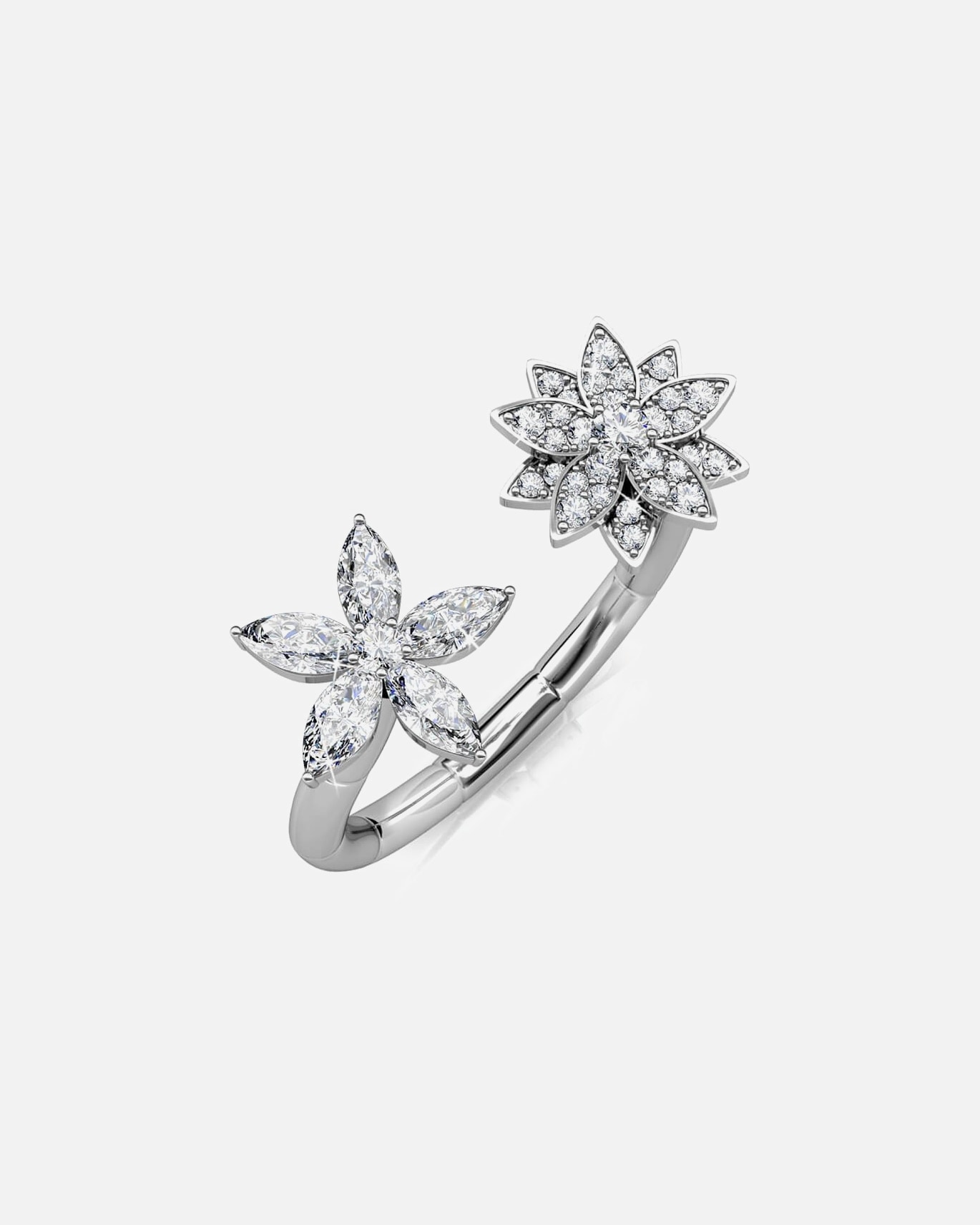 Ring für Weiblich MYC-Paris Brüderlicher Blütenring Fraternal Bloom Ring - Silber und Kristall