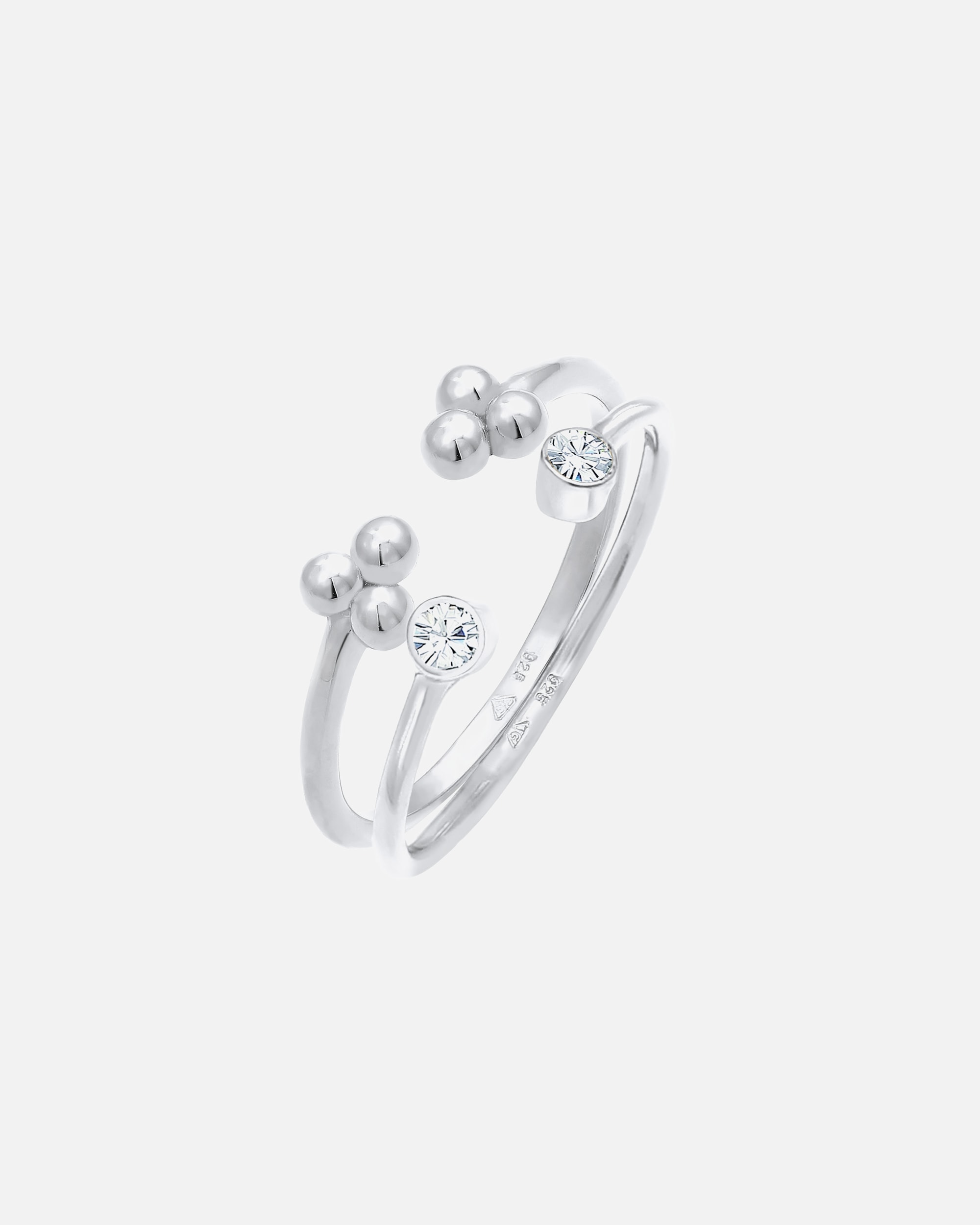 Bague for FemmeElliFemmes Design Boule Set ouvert avec cristaux en argent sterling 925silberfarben