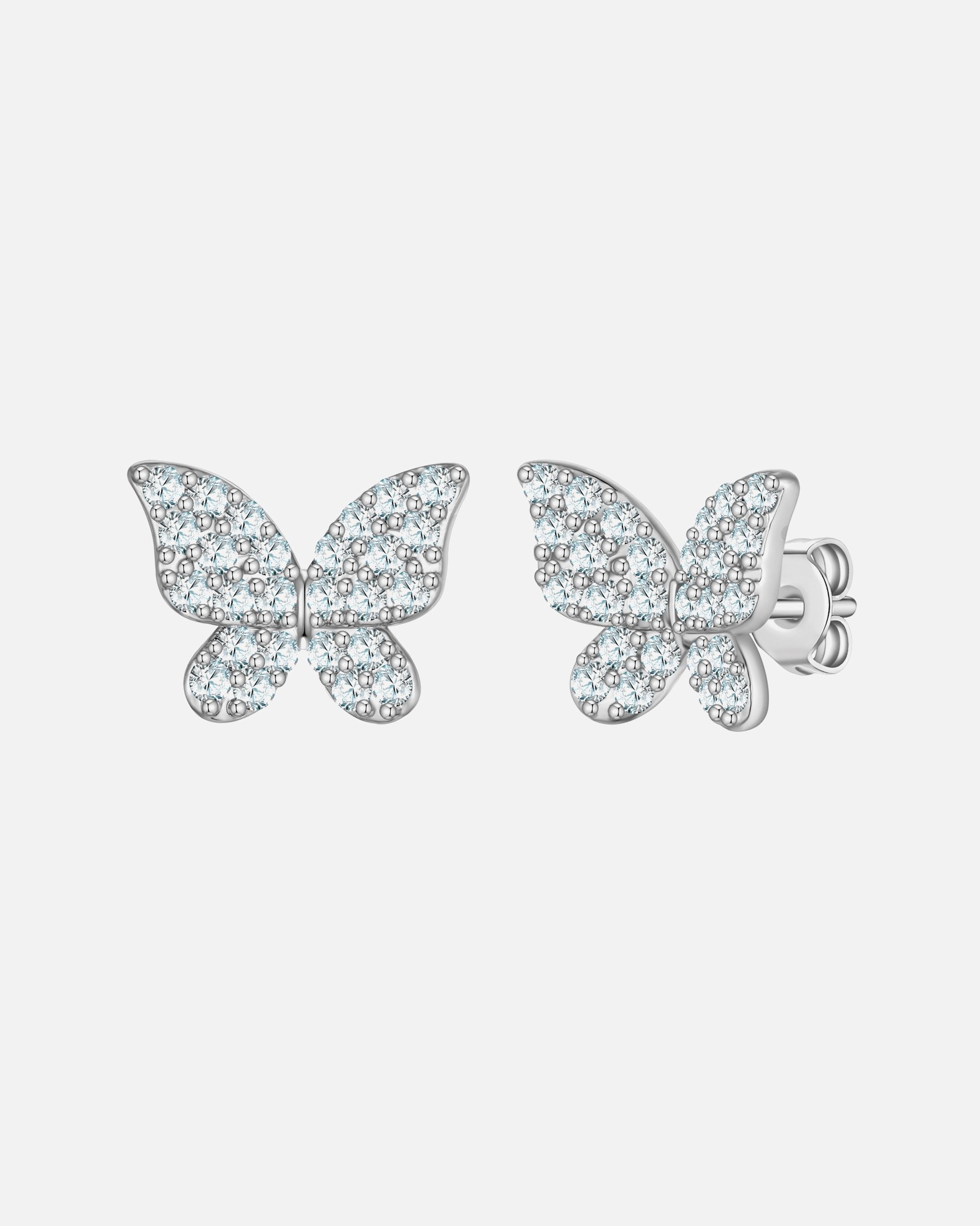 Boucle d'oreilles for FemmeClous d'oreilles papillon en laiton argenté avec zirconium8,0 mm