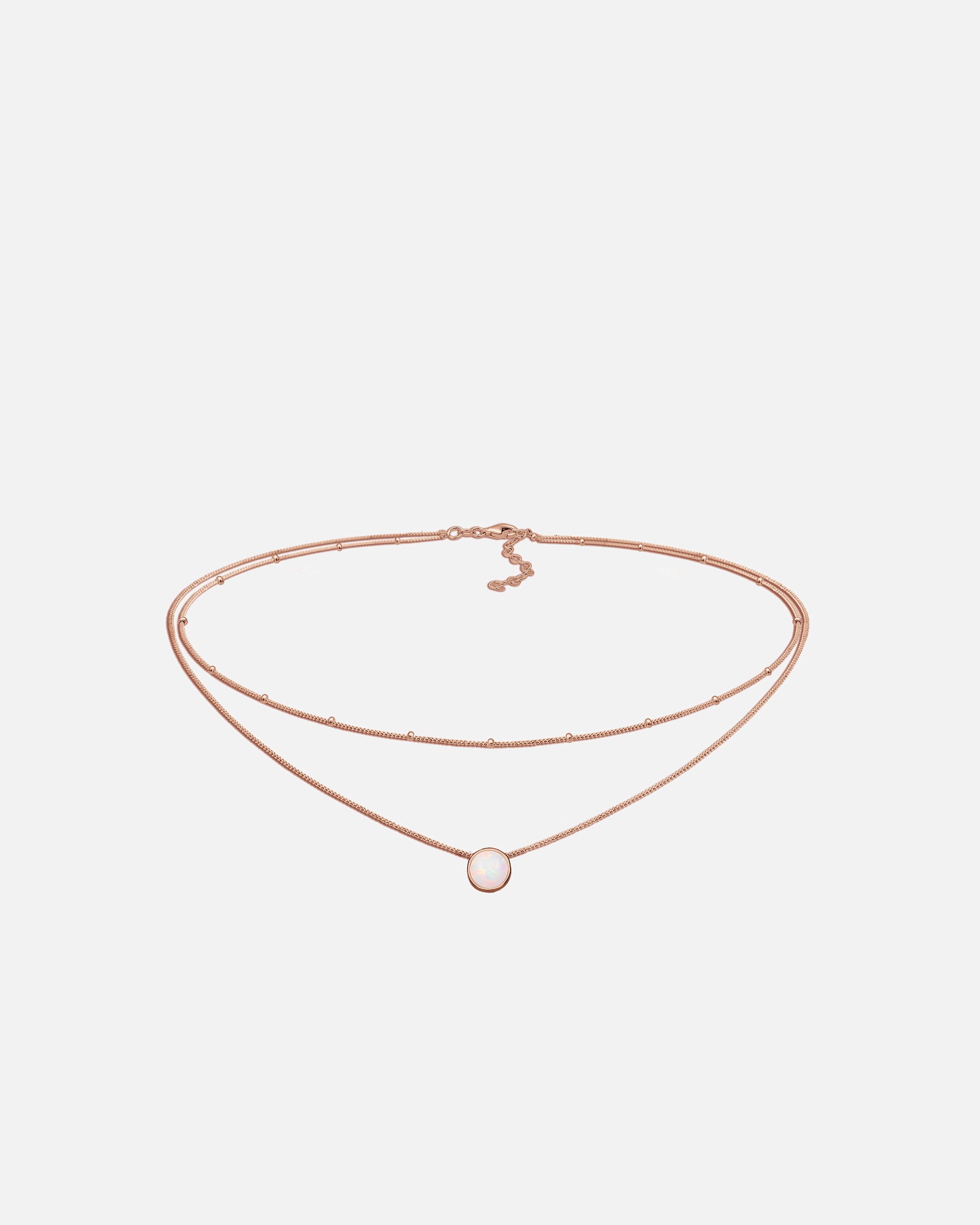Collier for FemmeElliFemmes Choker Boule Couches Tendance avec Opale Synthétique en Argent Sterling 925rosefarben