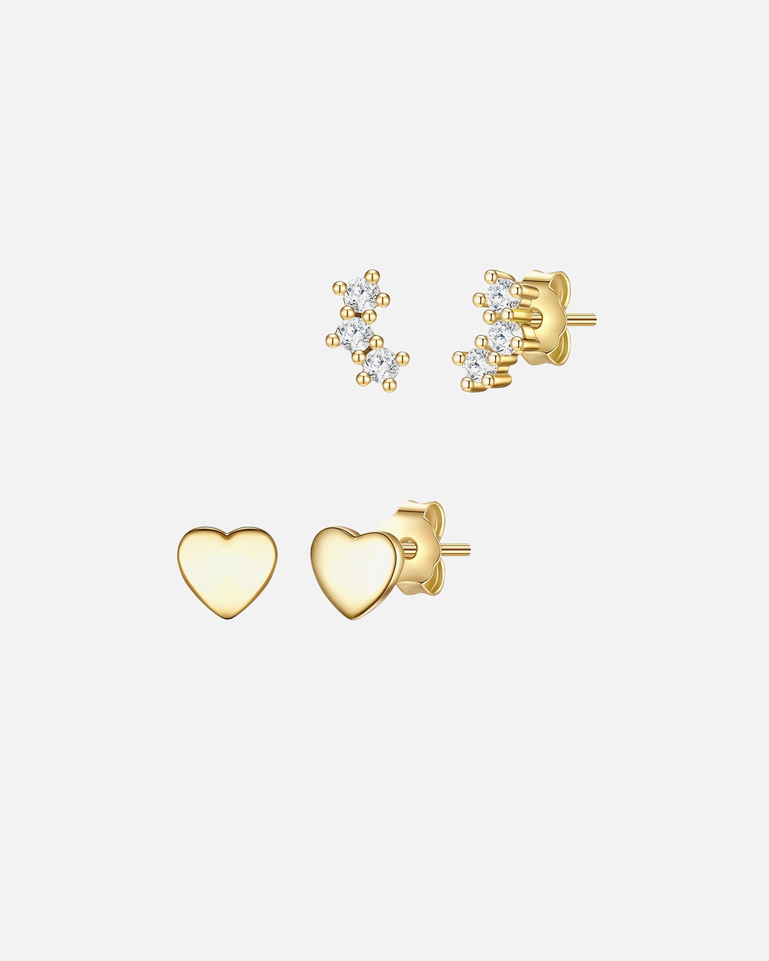 Boucle d'oreilles for FemmeLulu & JaneEnsemble (lot de 2 paires de boucles) Coeur en Laiton en Or jaune4,4/6,2 mm