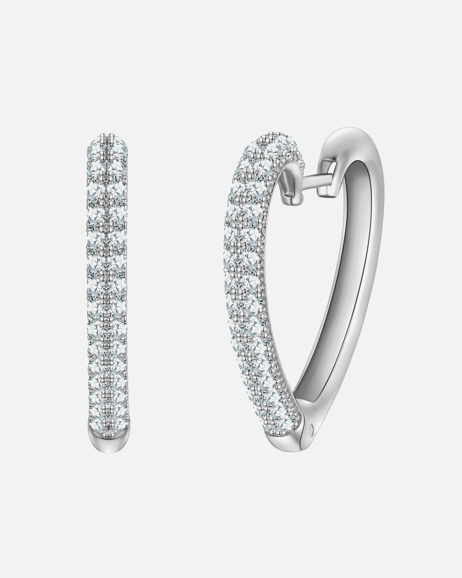 Creolen für Weiblich Creolen Herz aus Messing in silber mit Zirkonia 26,7 mm