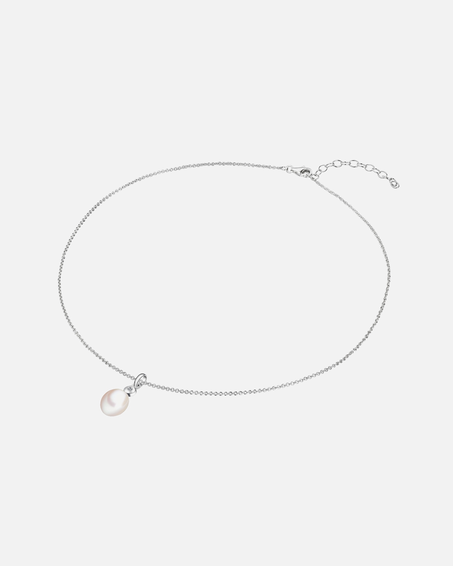 Collier for FemmeLulu & JaneChaîne Argent sterling Diamant Perle de culture d'eau douce en Argent50 cm + 5 cm