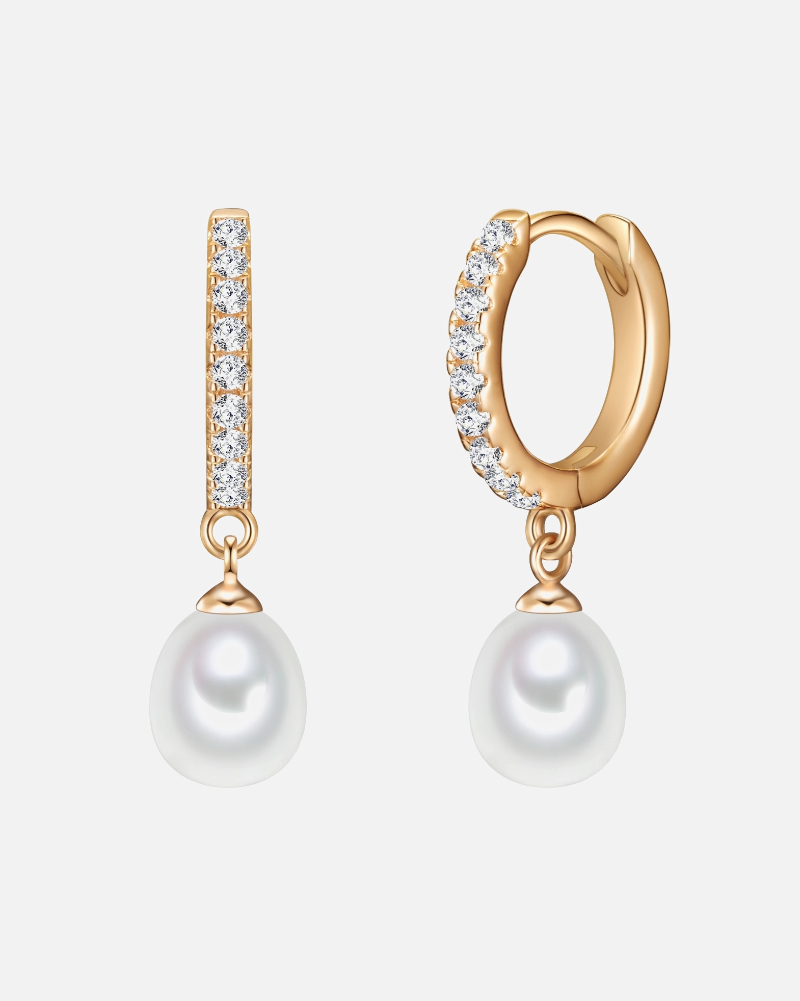 Boucle d'oreilles for FemmeValero PearlsCréoles en argent Argent sterling Oxyde de zirconium (CZ) Perle de culture d'eau douce en Or jaune24,5 mm