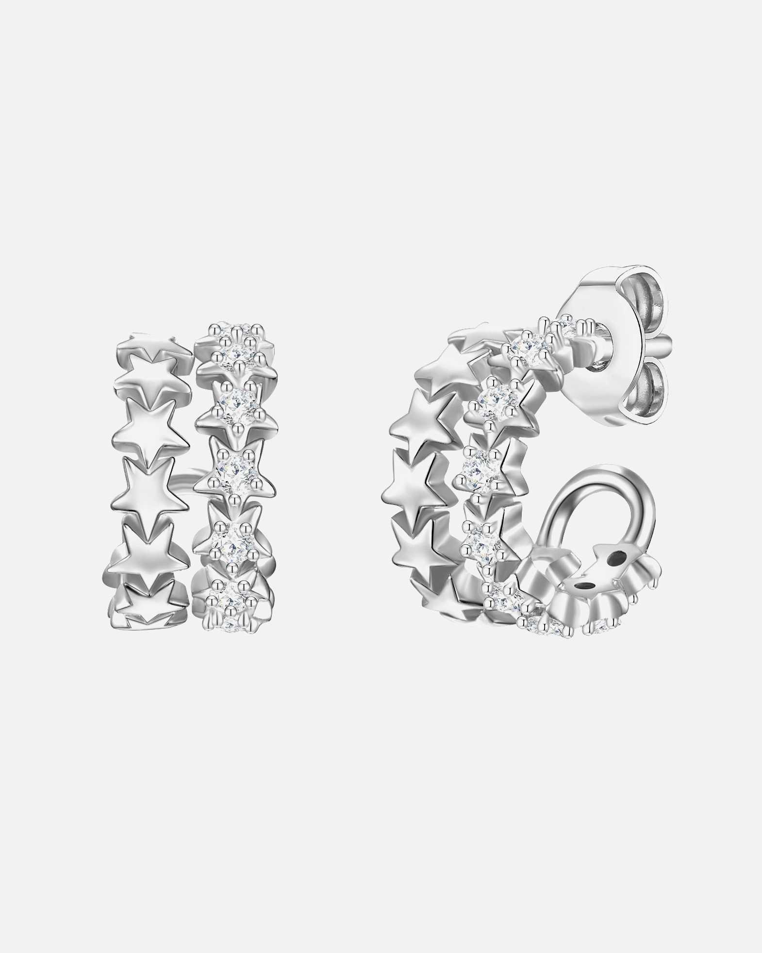 Boucle d'oreilles for FemmeGlanzstücke MünchenCréoles en argent Étoiles Argent sterling Oxyde de zirconium (CZ) en Argent11,6 mm