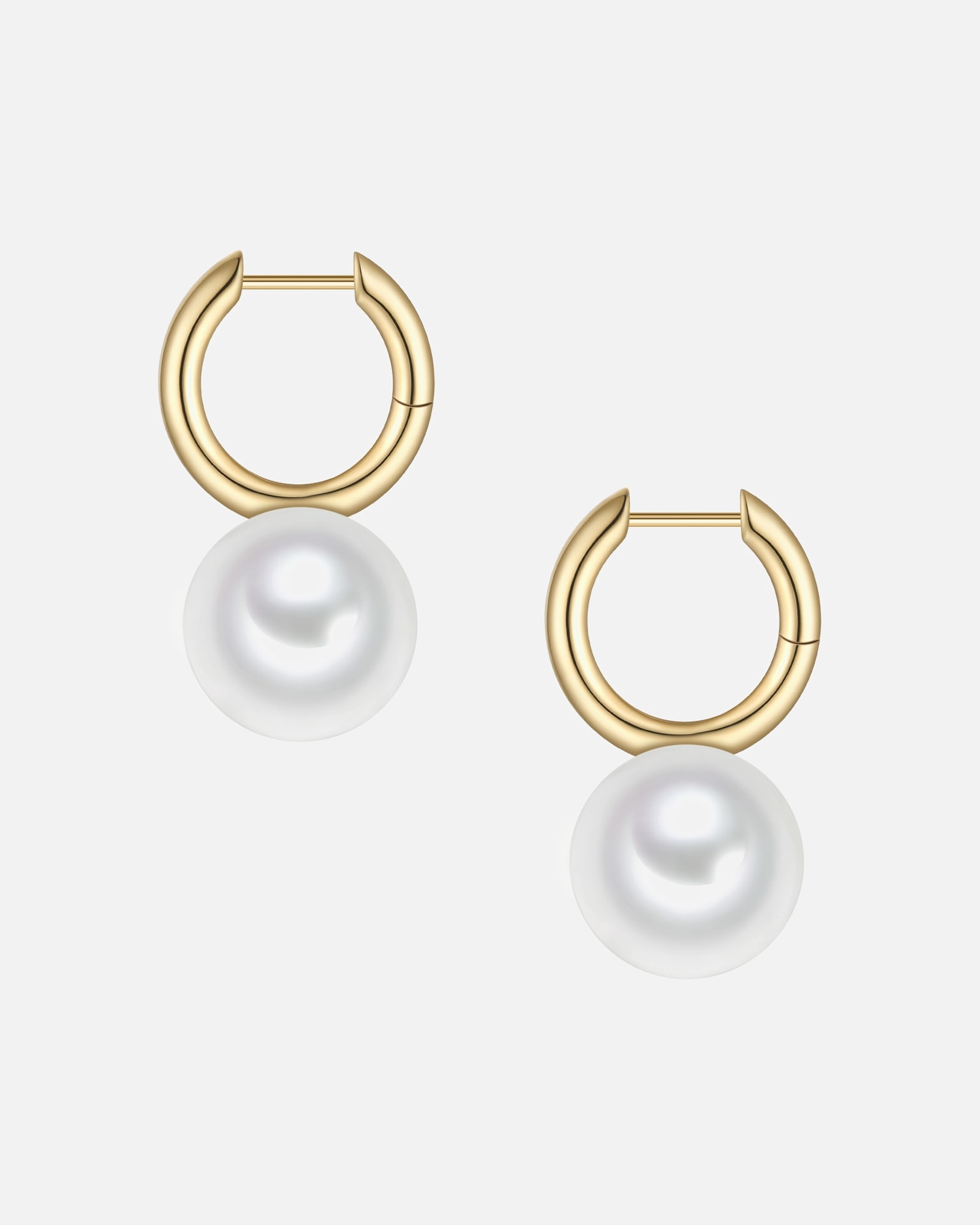 Creolen für Weiblich Yokoamii Creolen aus Messing in gelbgold mit Perle (synth.) 33,5 mm