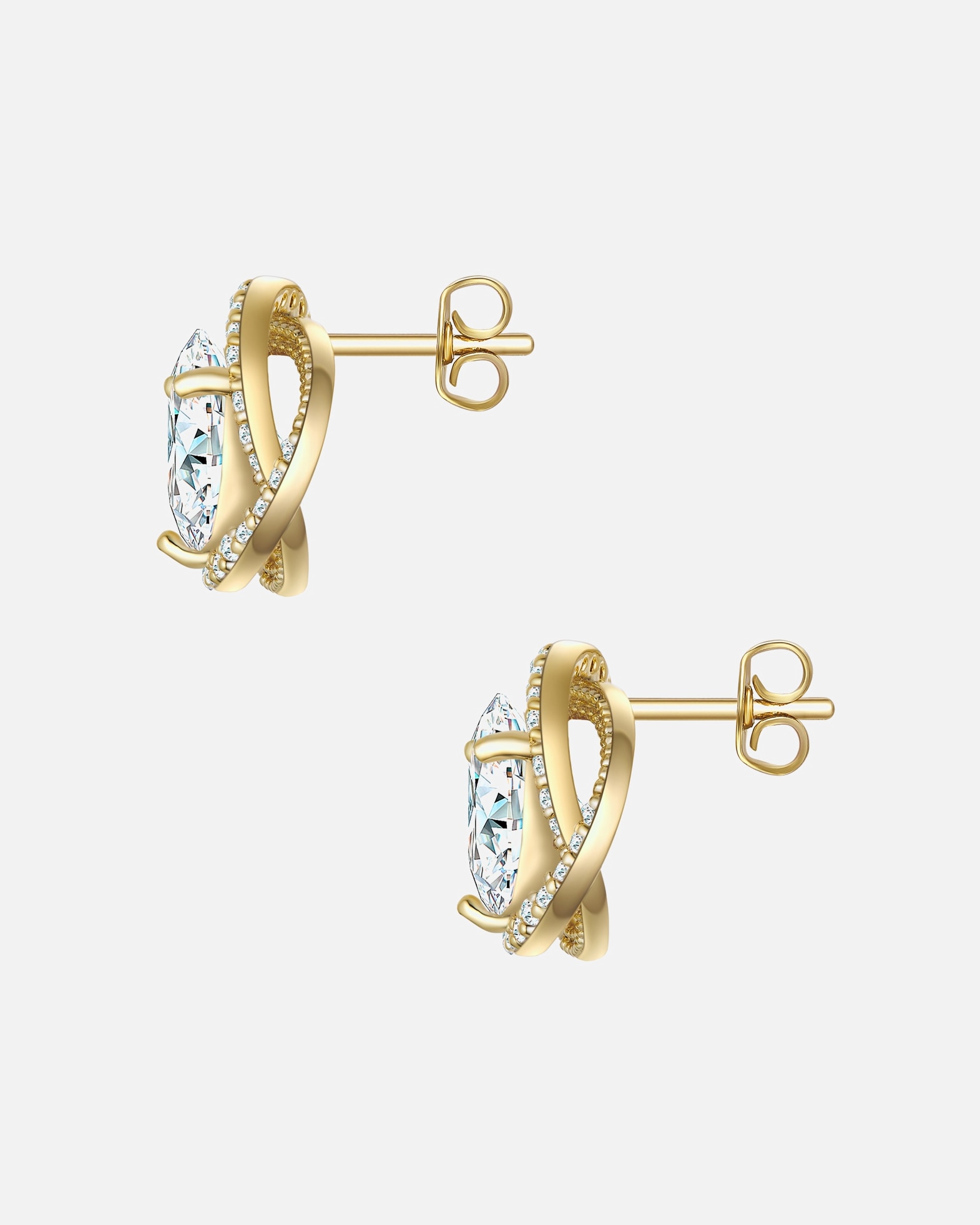 Ohrringe für Weiblich Yokoamii Ohrstecker aus Messing in gelbgold mit Zirkonia 12,3 mm