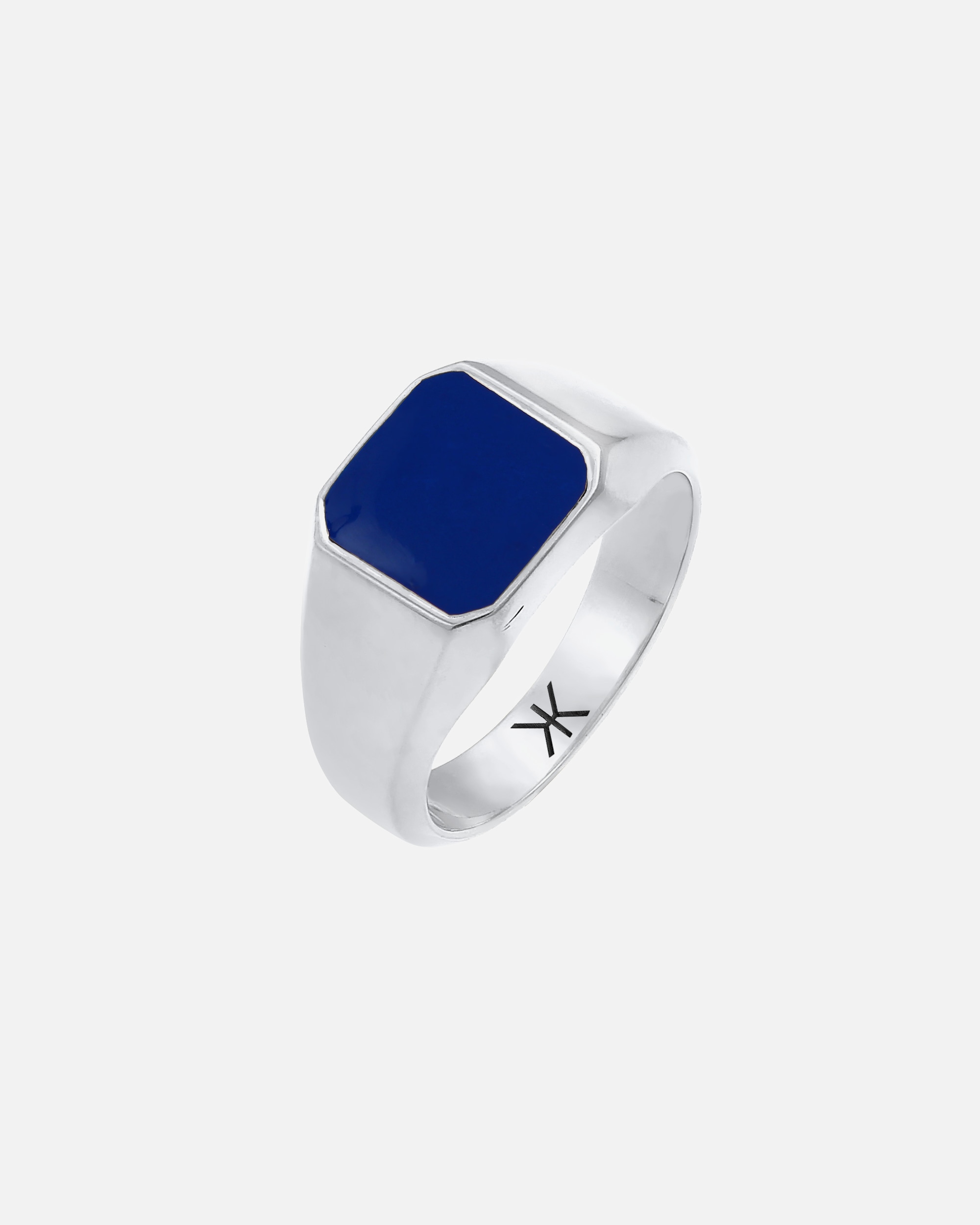 Ring für Männlich KUZZOI Herren Siegelring Emaille Blau Basic 925 Silber 62
