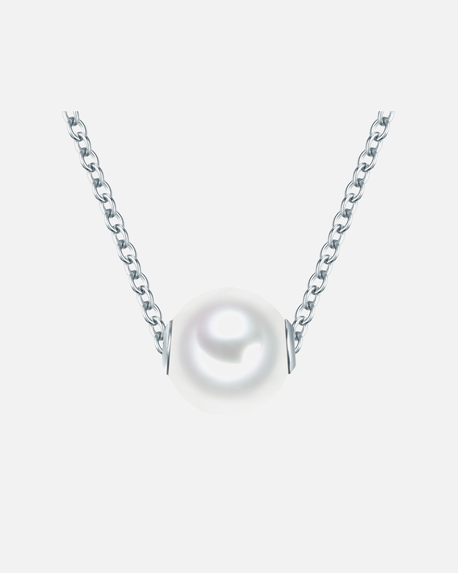 Halskette für Weiblich Valero Pearls Halskette Sterling Silber Süßwasser-Zuchtperle in Silber 42,0 cm Basiskette + 5,0 cm Verlängerung