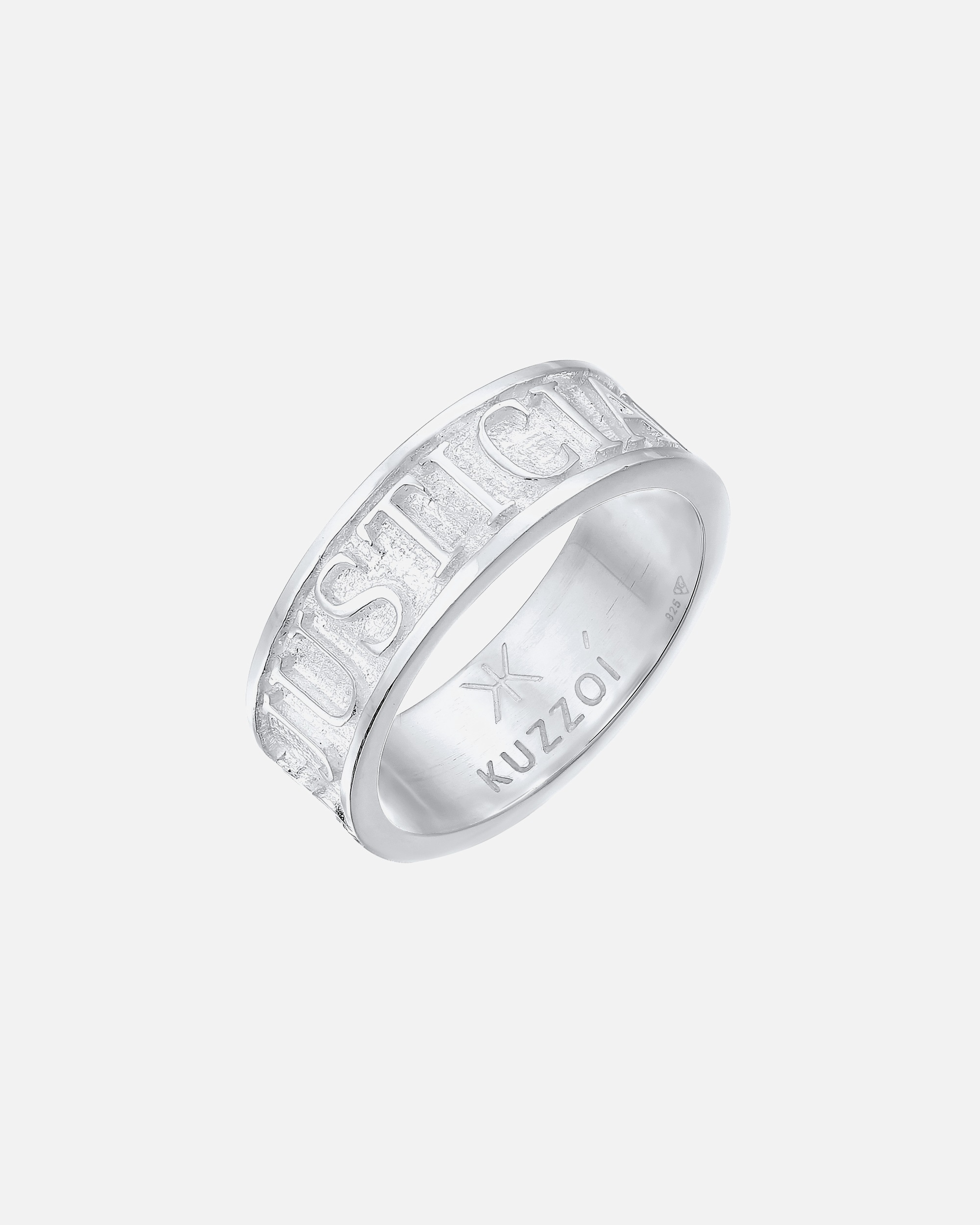 Ring für Männlich KUZZOI Herren Bandring Schriftzug 925 Silber oxidiert 60