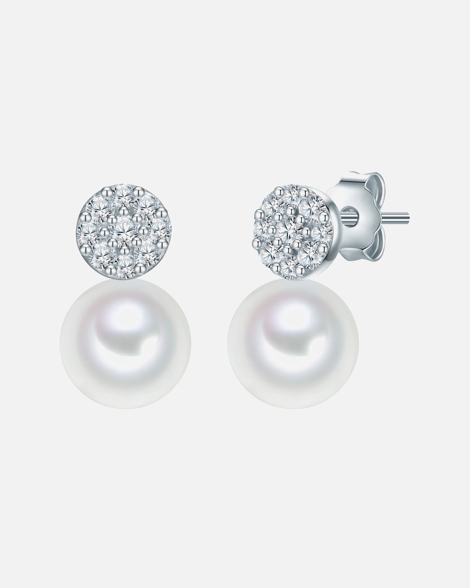 Ohrringe für Weiblich Valero Pearls Perlen-Ohrstecker Sterling Silber Zirkonia Süßwasser-Zuchtperle in Gelbgold 11,6 mm