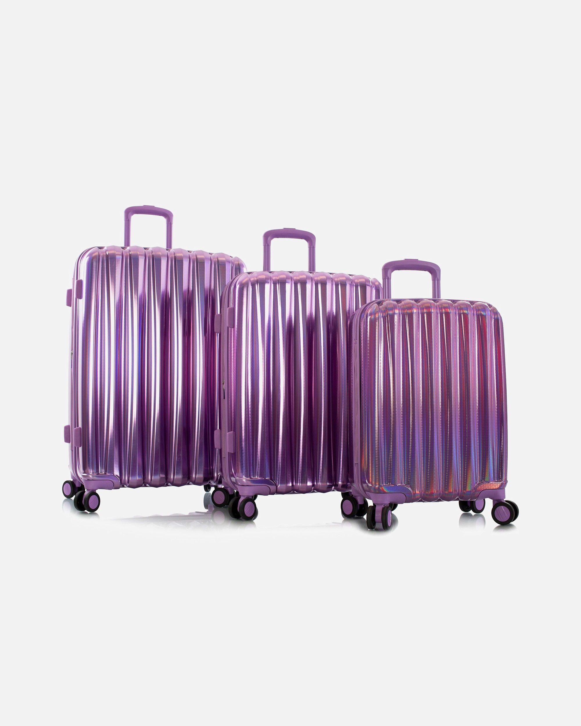 Koffer für Männlich Heys Astro 4 Rollen Kofferset 3-teilig mit Dehnfalte purple