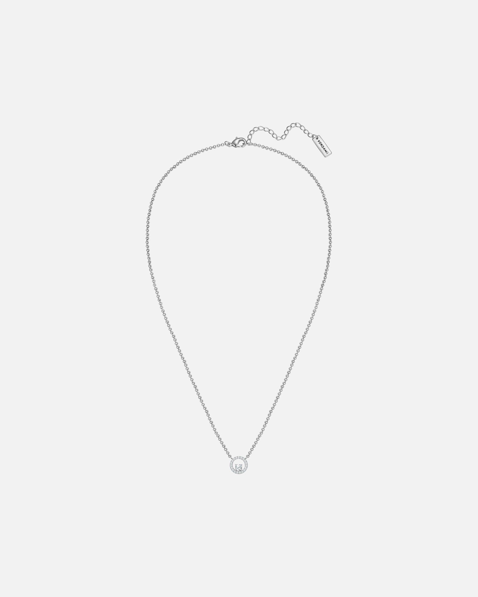 Halskette für Weiblich Yokoamii Halskette aus Messing in silber mit Zirkonia 40,0 cm Basiskette + 5,0 cm Verlängerung