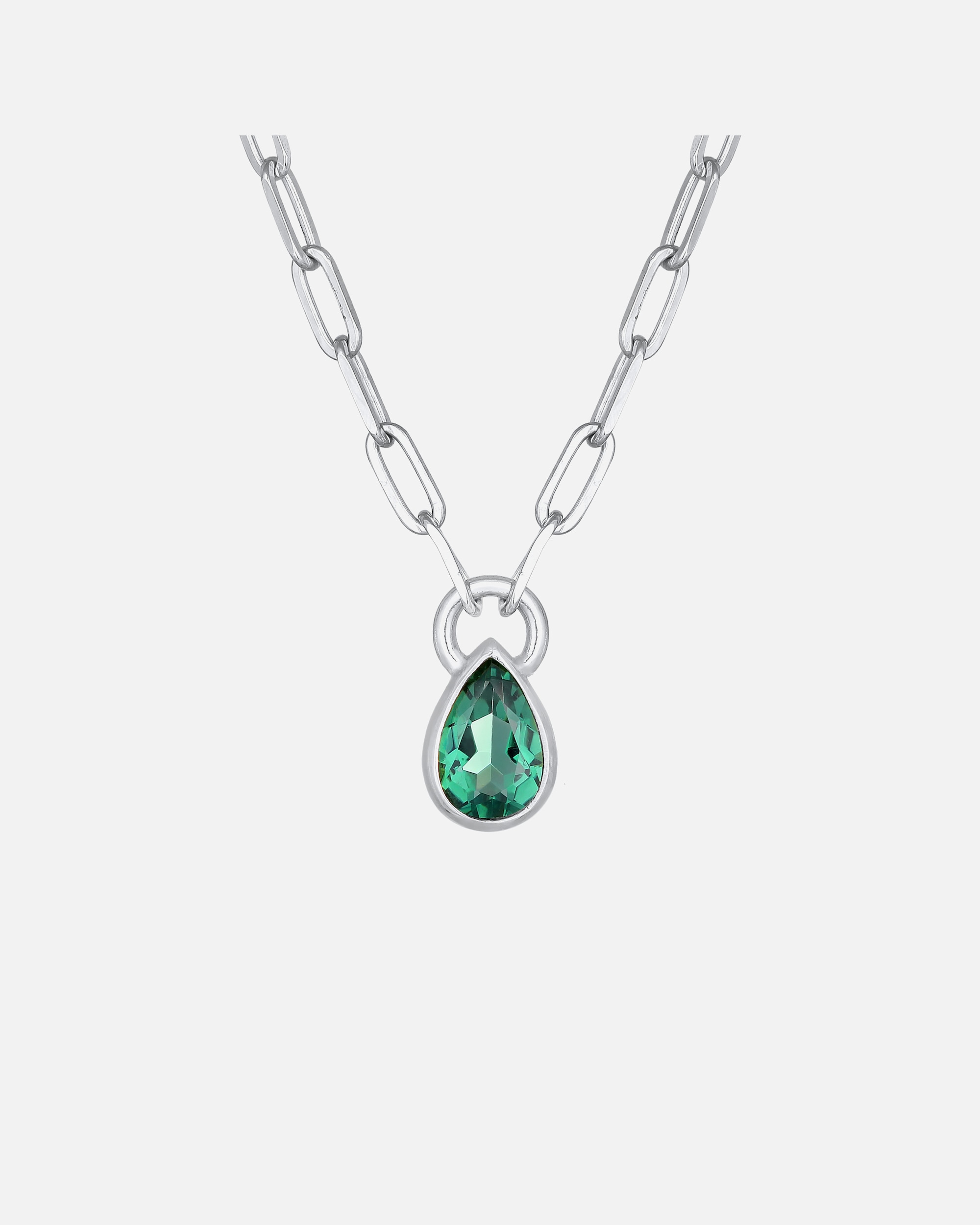 Halskette für Weiblich Elli PREMIUM Quarz Tropfen Chain Optik 925 Silber rhodiniert silberfarben