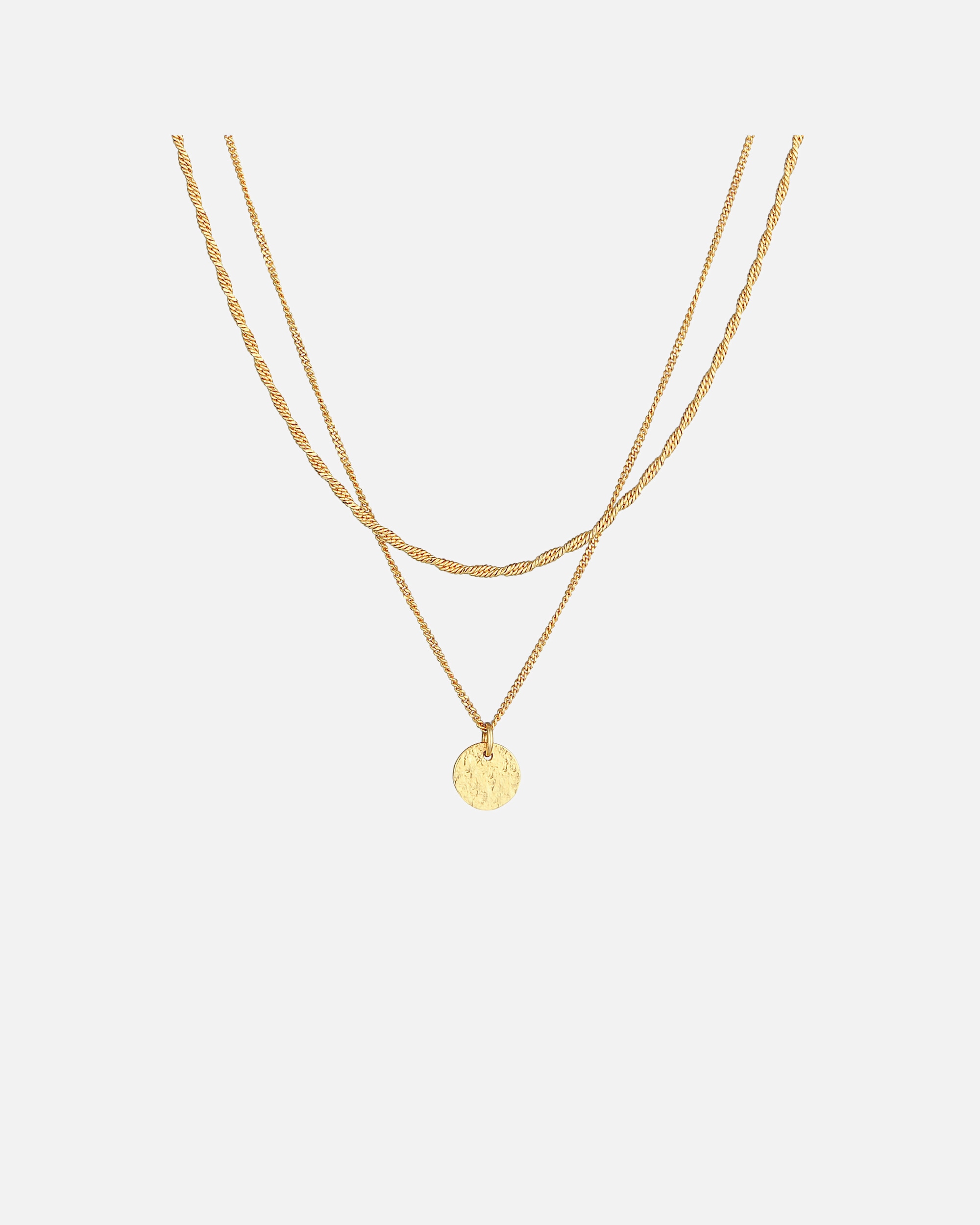 Halskette für Weiblich Elli PREMIUM Layer Kordel Panzerkette Plättchen 925er Silber 45