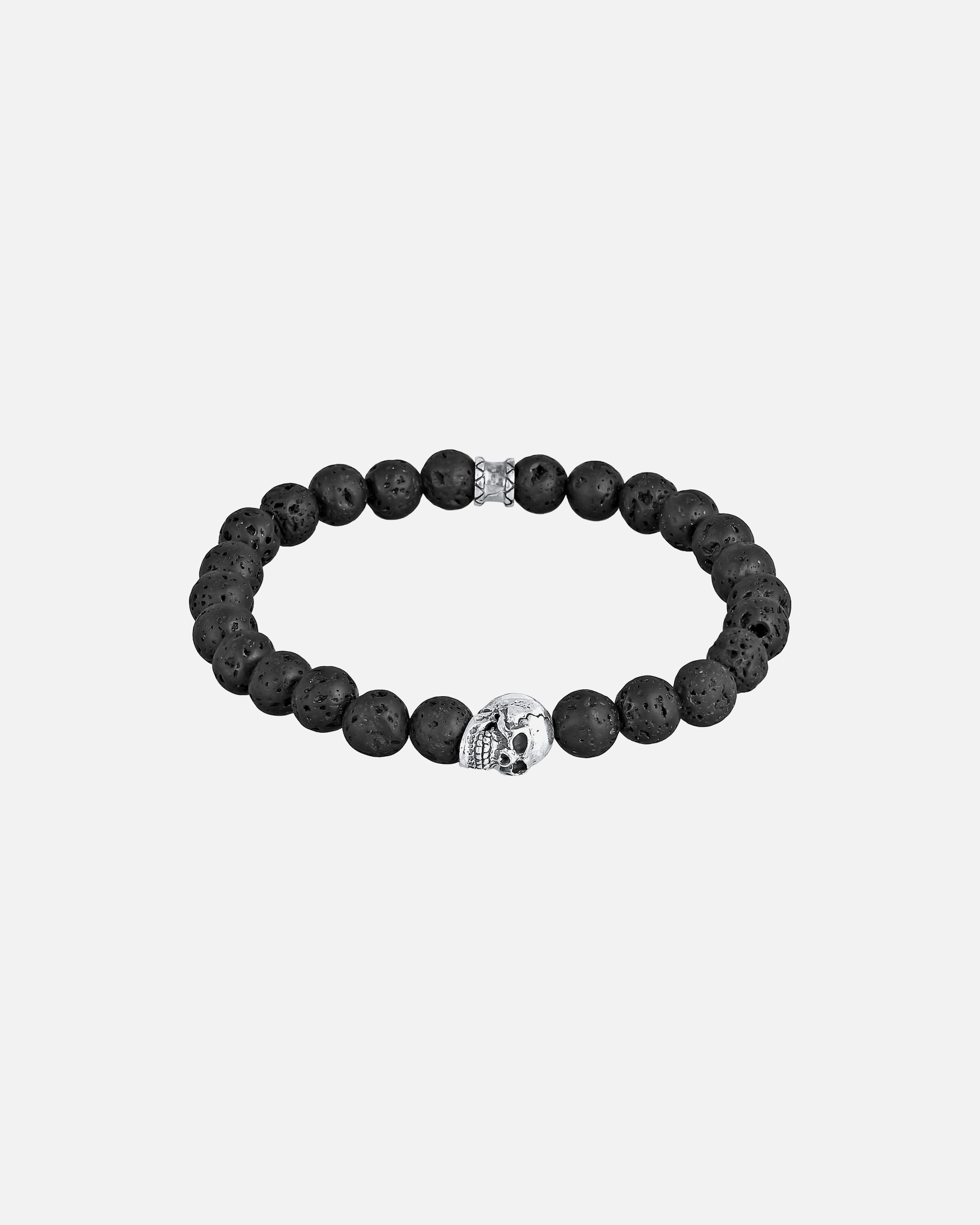 Armband für Männlich KUZZOI Herren Totenkopf Lava Stein Perlen 925 Silber 19
