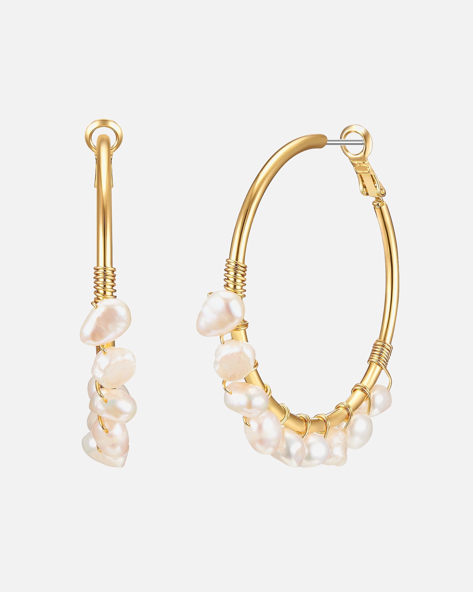 Créoles for FemmeCréoles tendance Métal Perle de culture d'eau douce en Or jaune50,5 mm